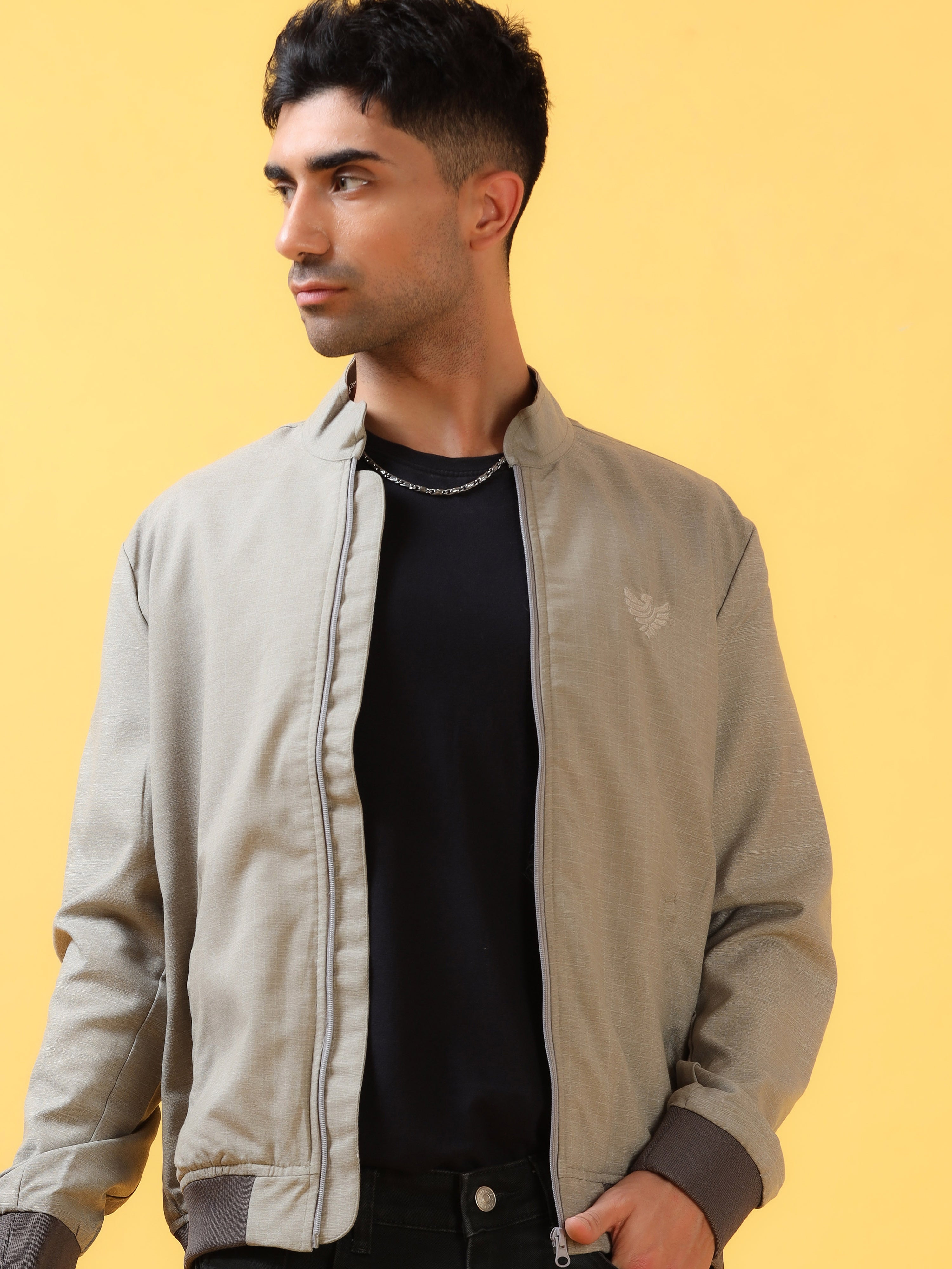 Slate Grey Check Bomber