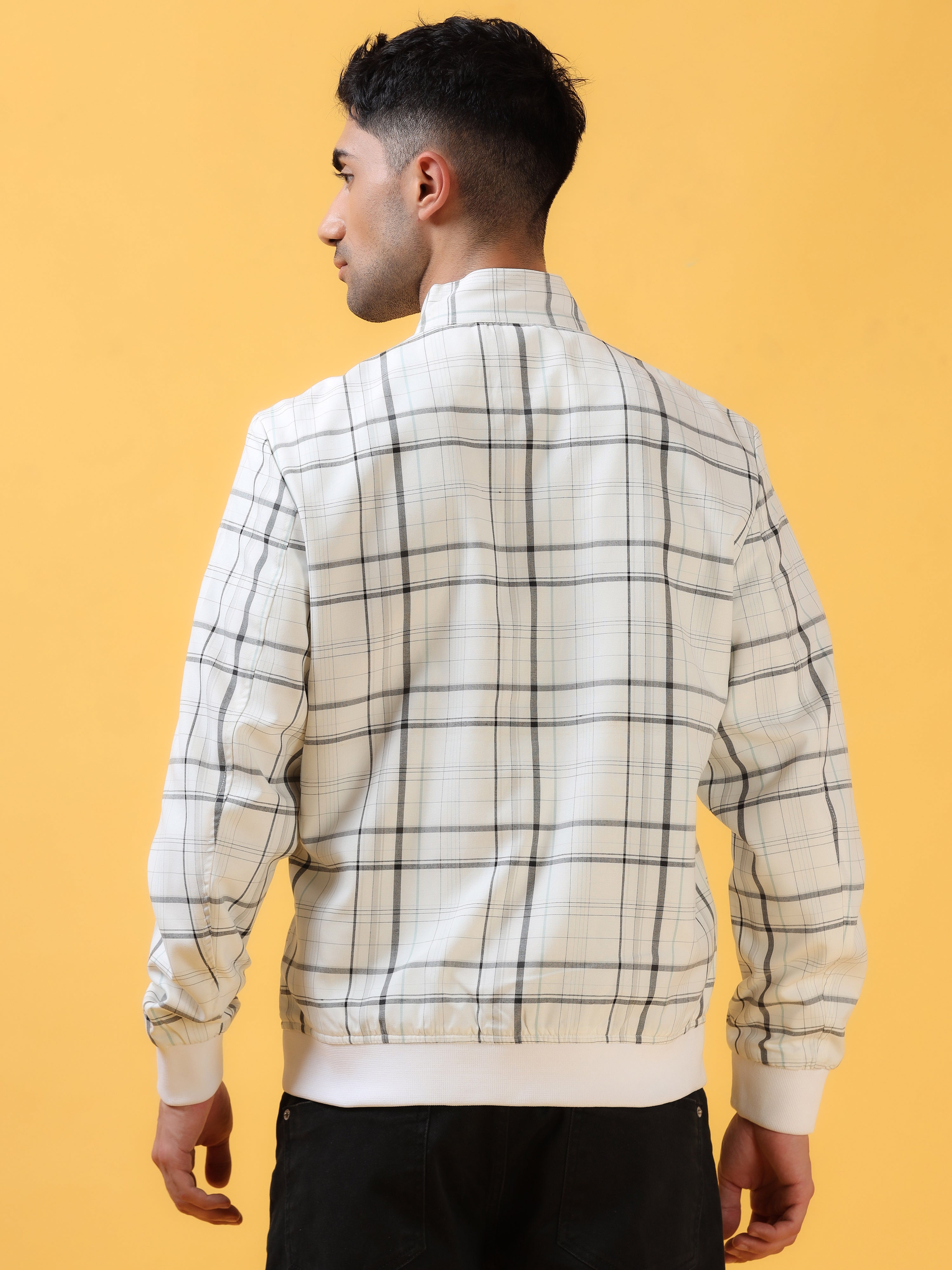 White Plaid  Bomber Jacket