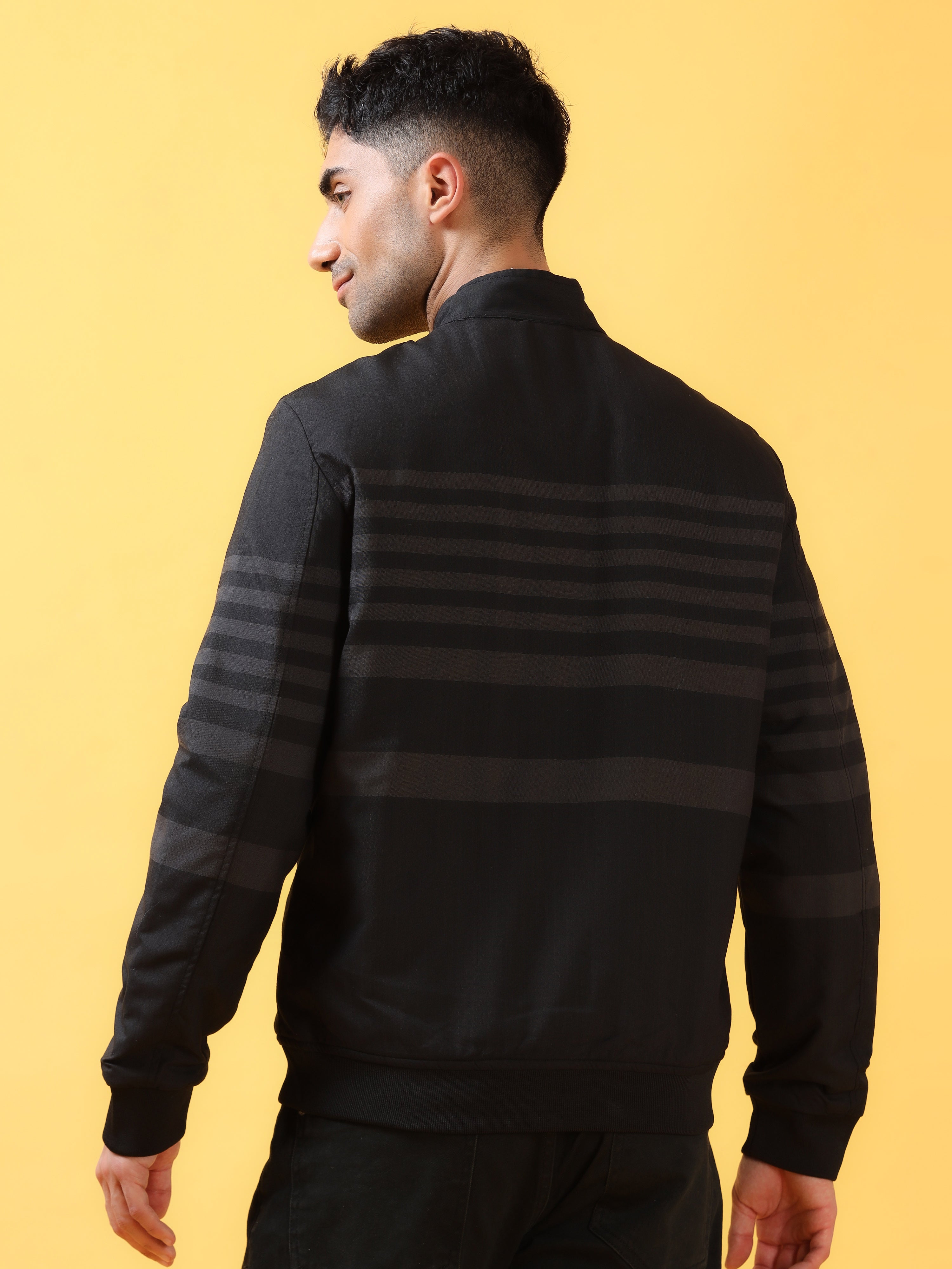 Black Pulse Stripe Bomber