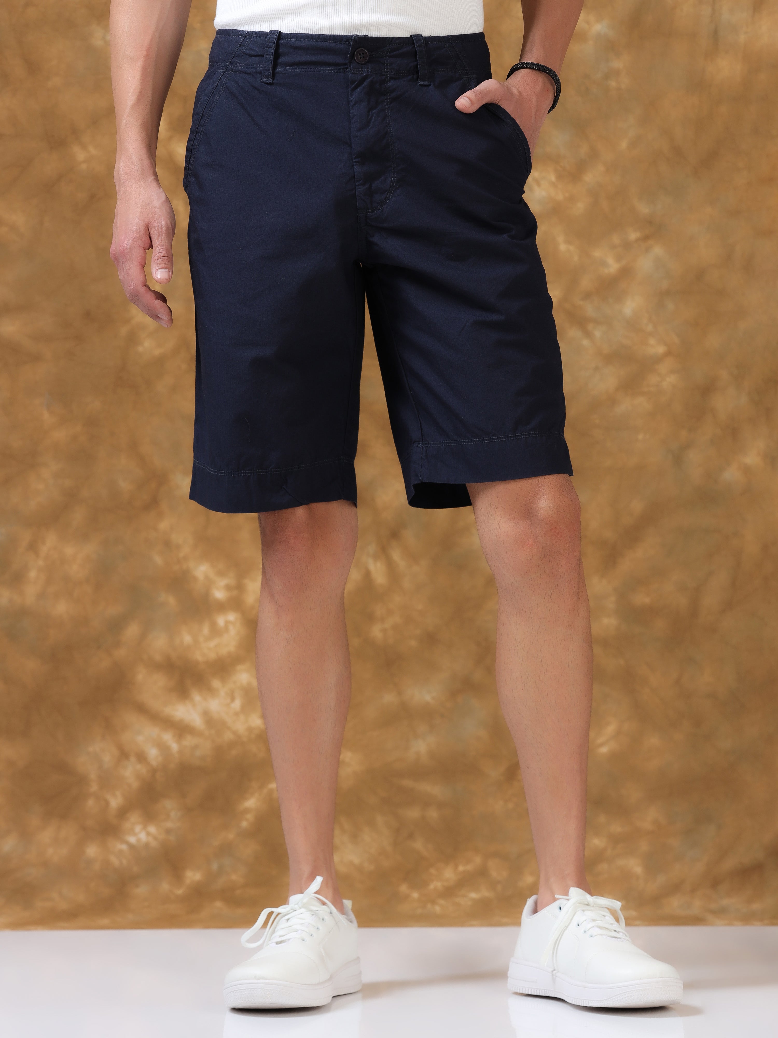 Navy Blue Cotton Shorts