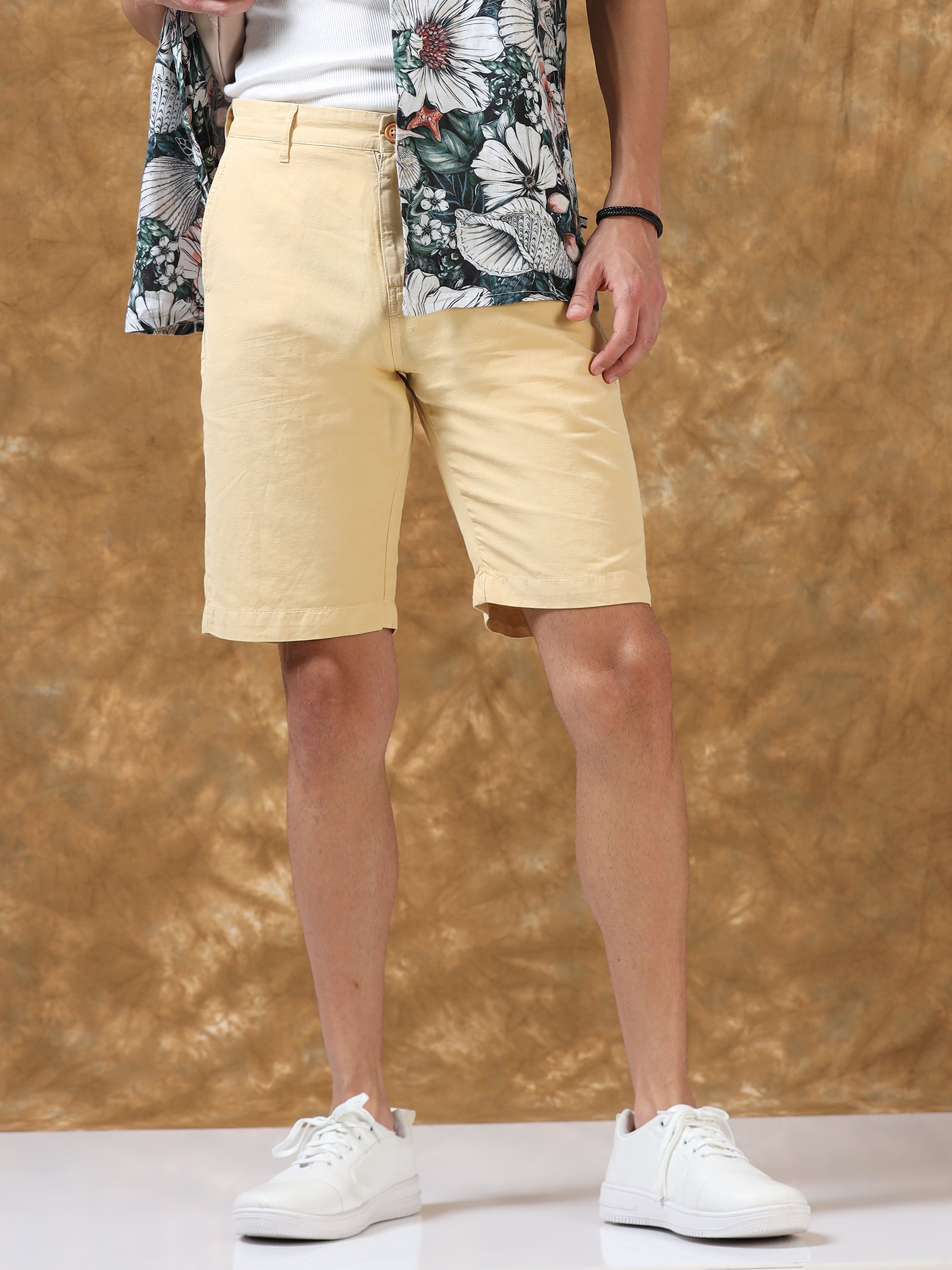 Glide Cream Cotton Shorts