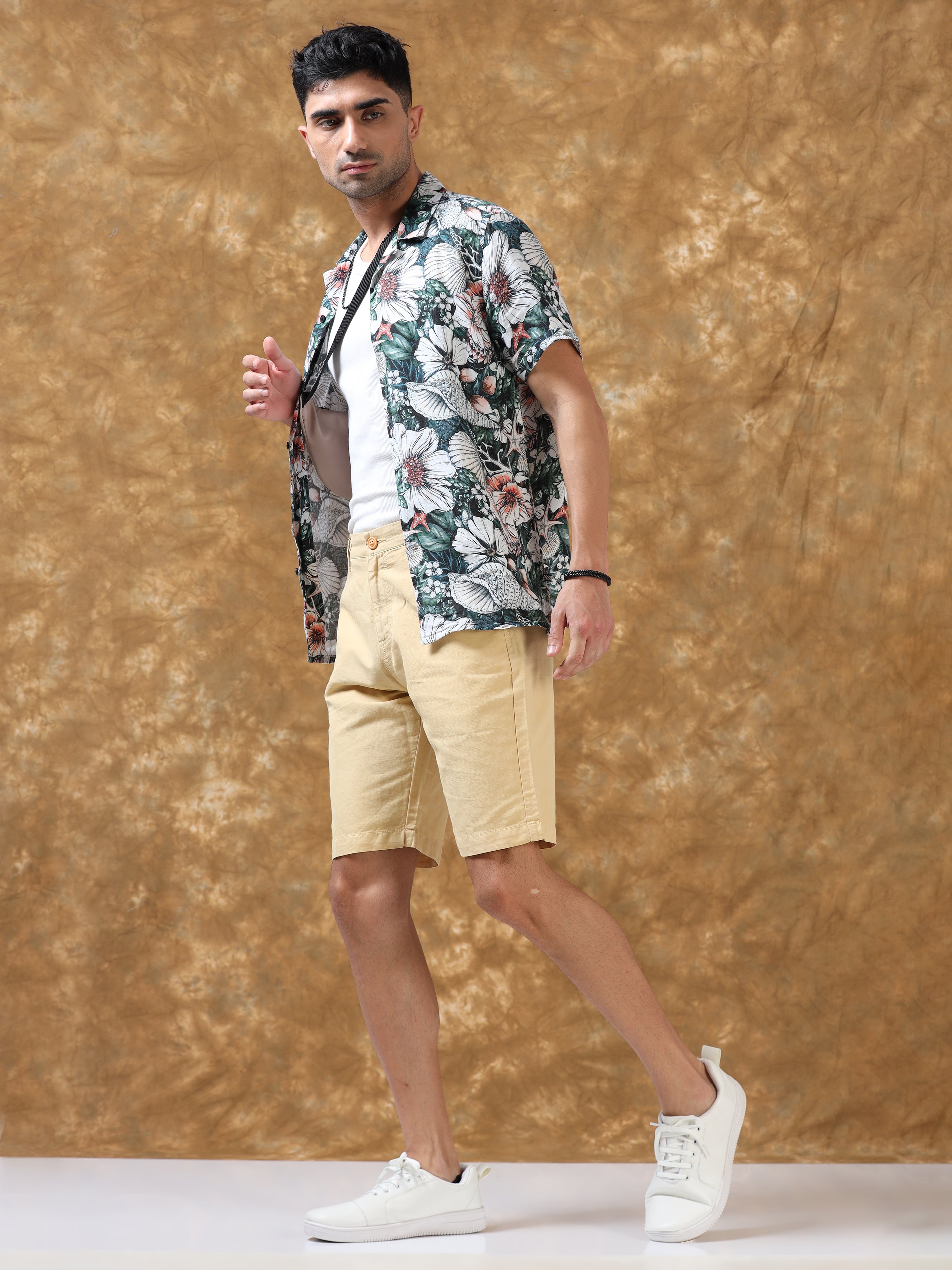 Glide Cream Cotton Shorts