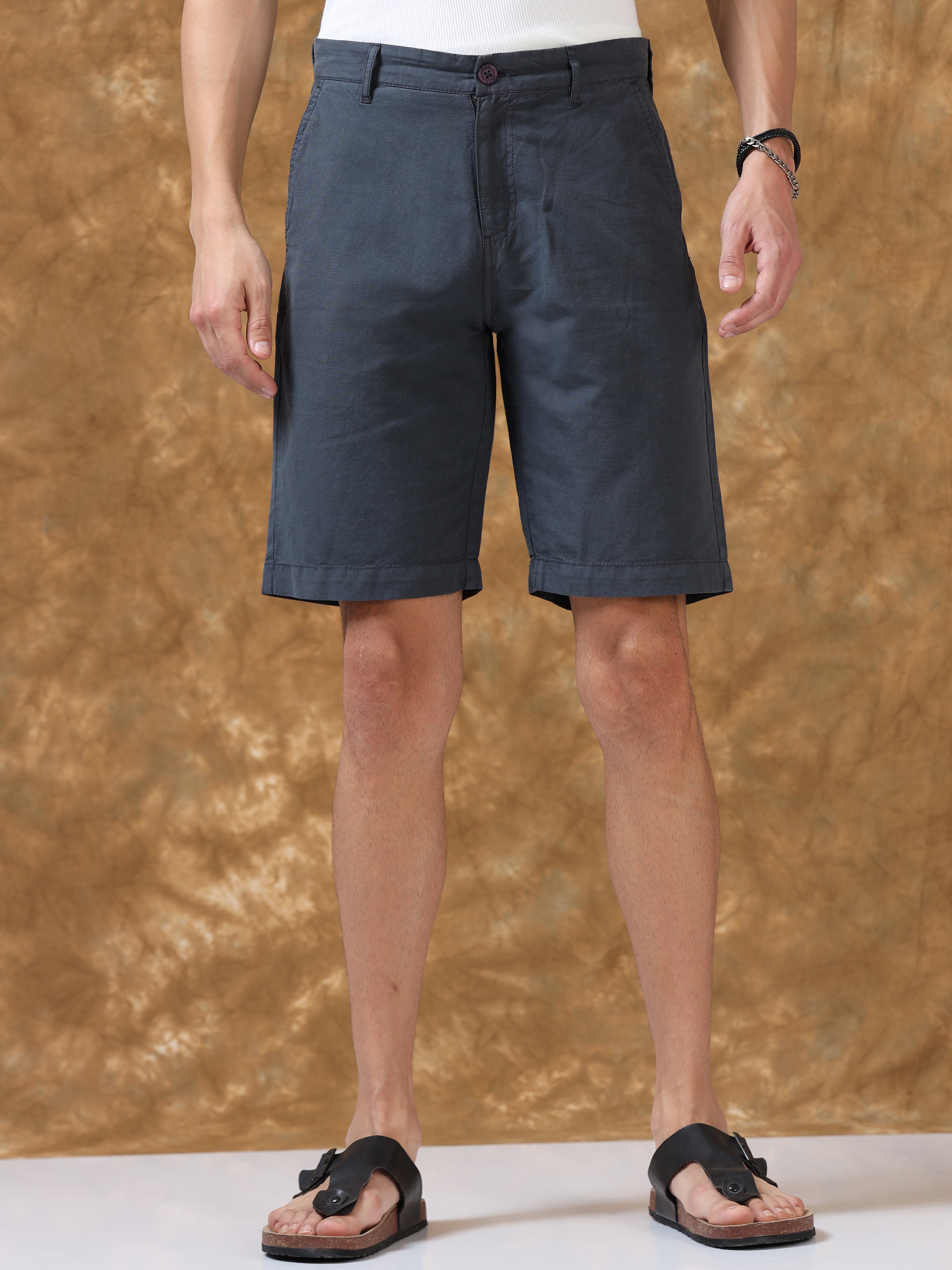 Styled Dark Blue Cotton Shorts