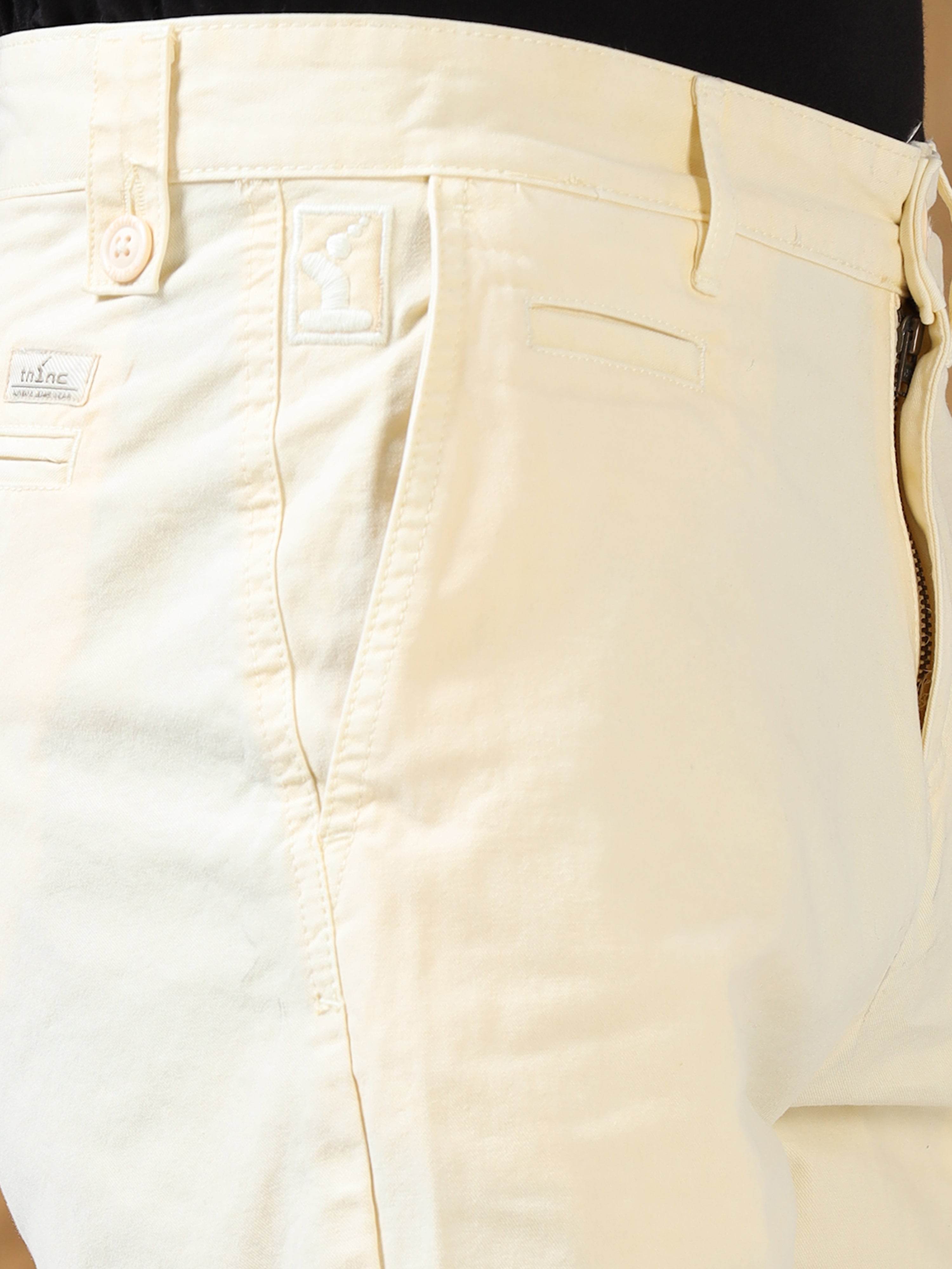 Casual Light Cream Cotton Shorts