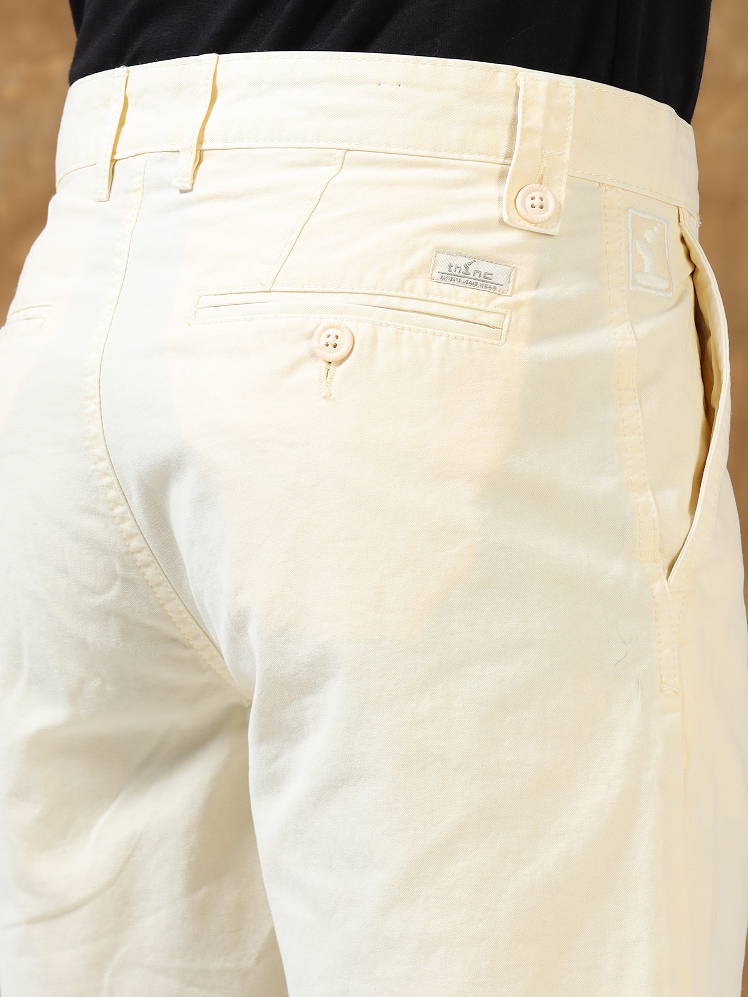 Casual Light Cream Cotton Shorts