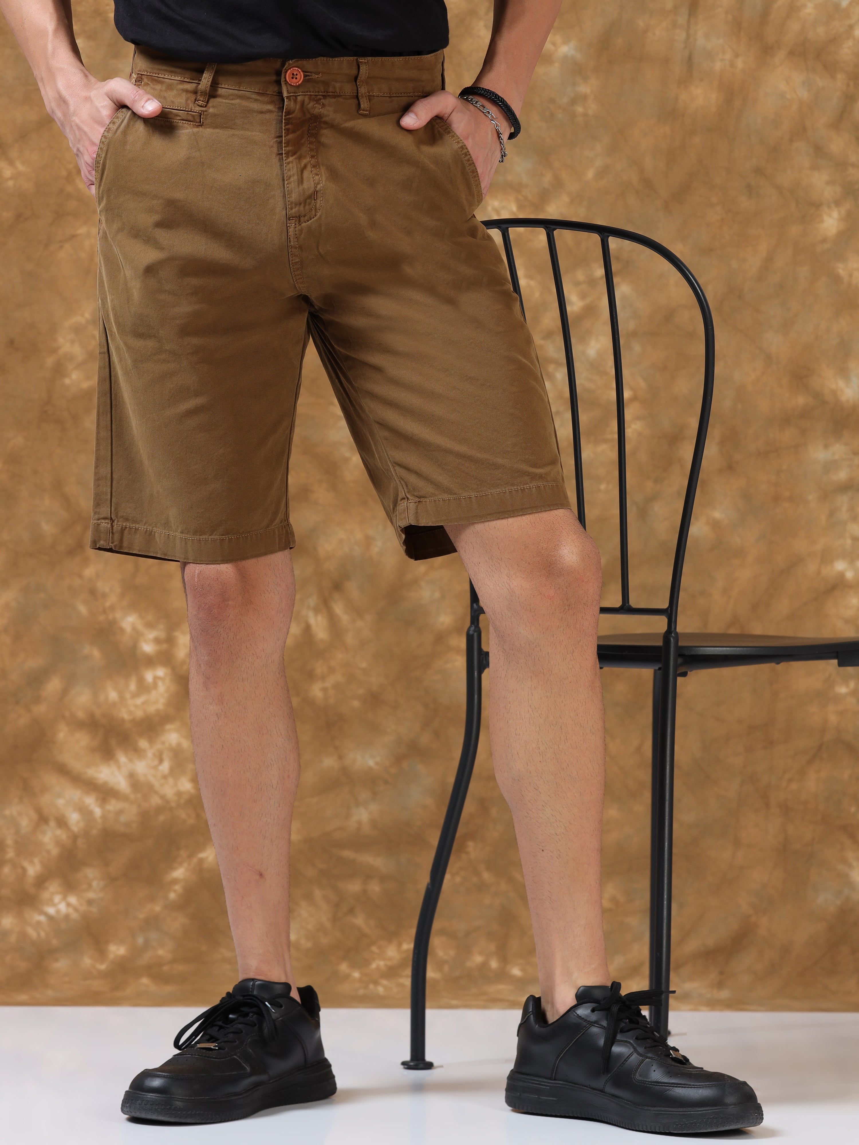 Cotton Cascade Khaki Shorts