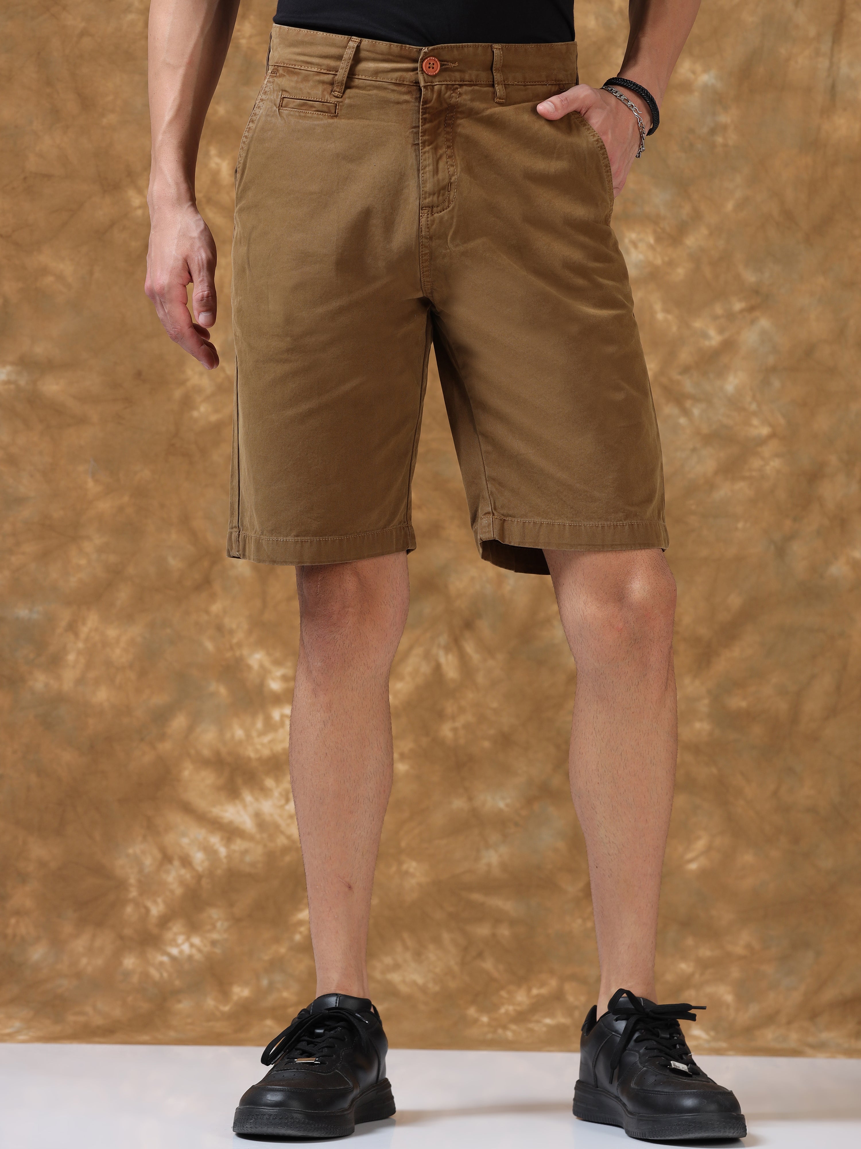 Cotton Cascade Khaki Shorts