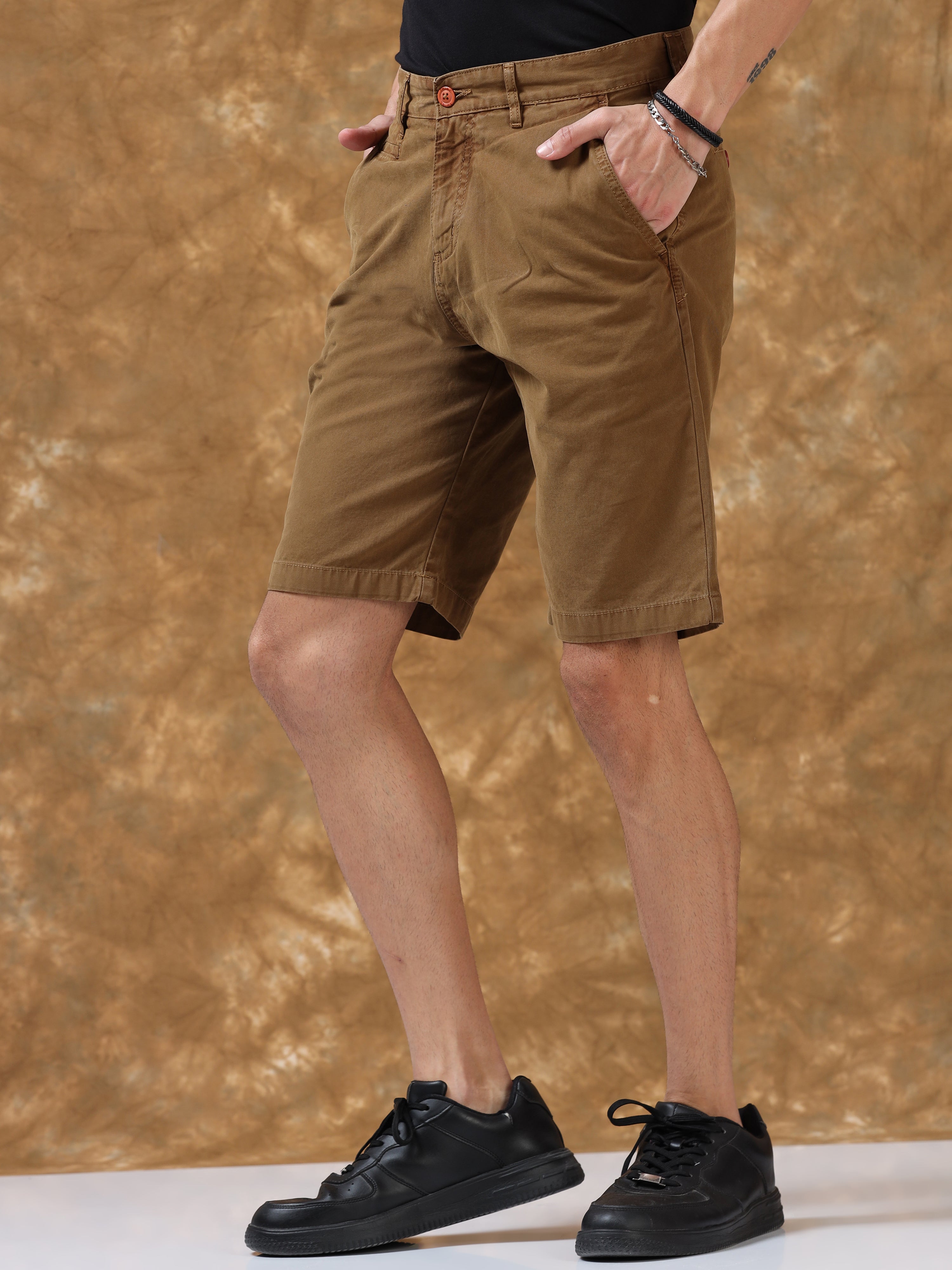 Cotton Cascade Khaki Shorts