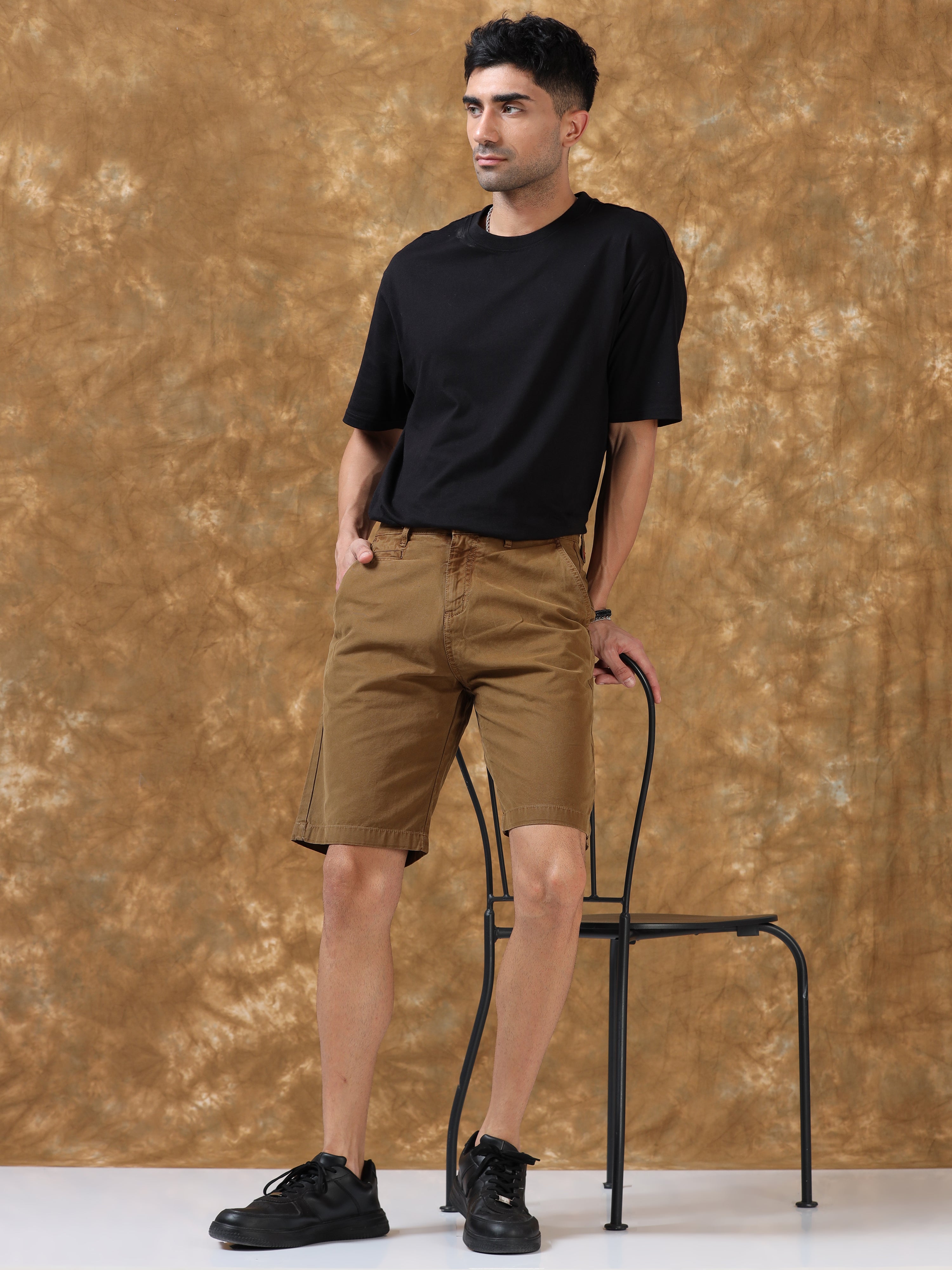 Cotton Cascade Khaki Shorts