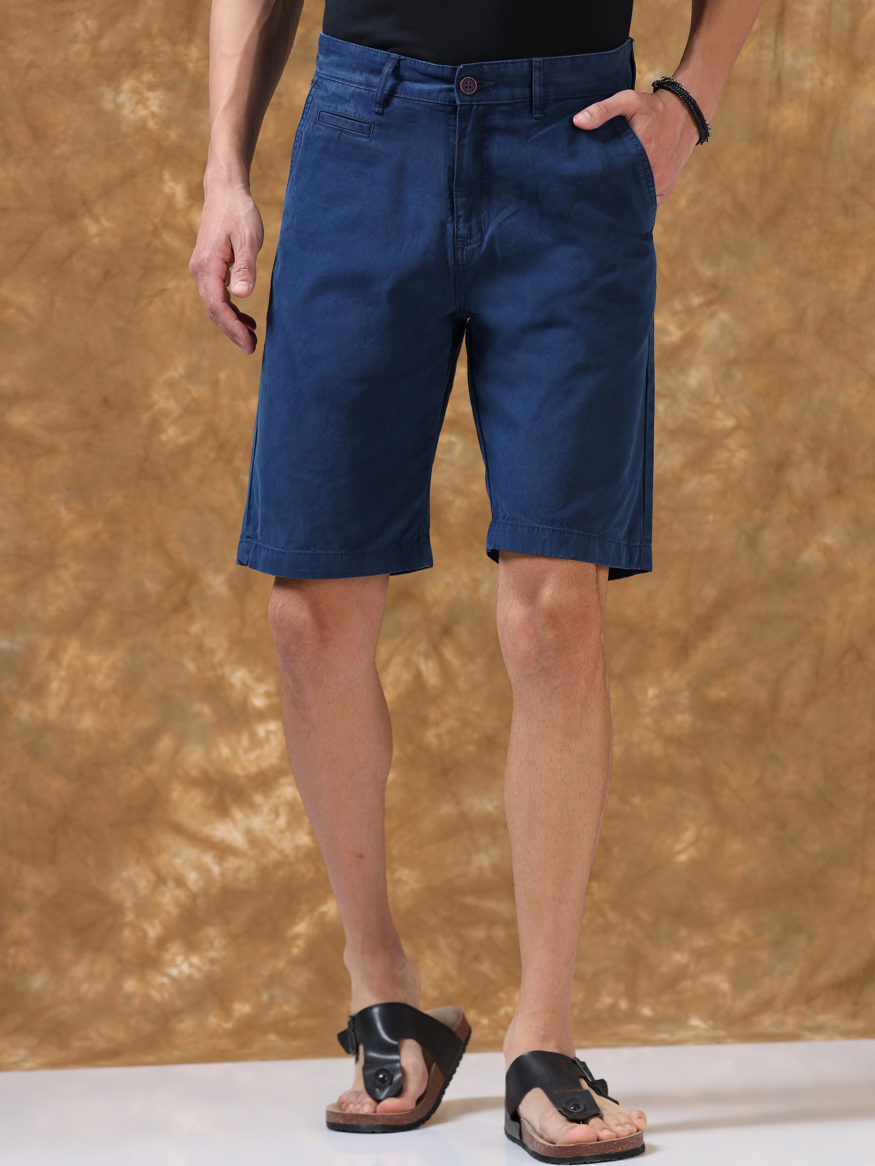 Breezy Dark Blue Cotton Shorts