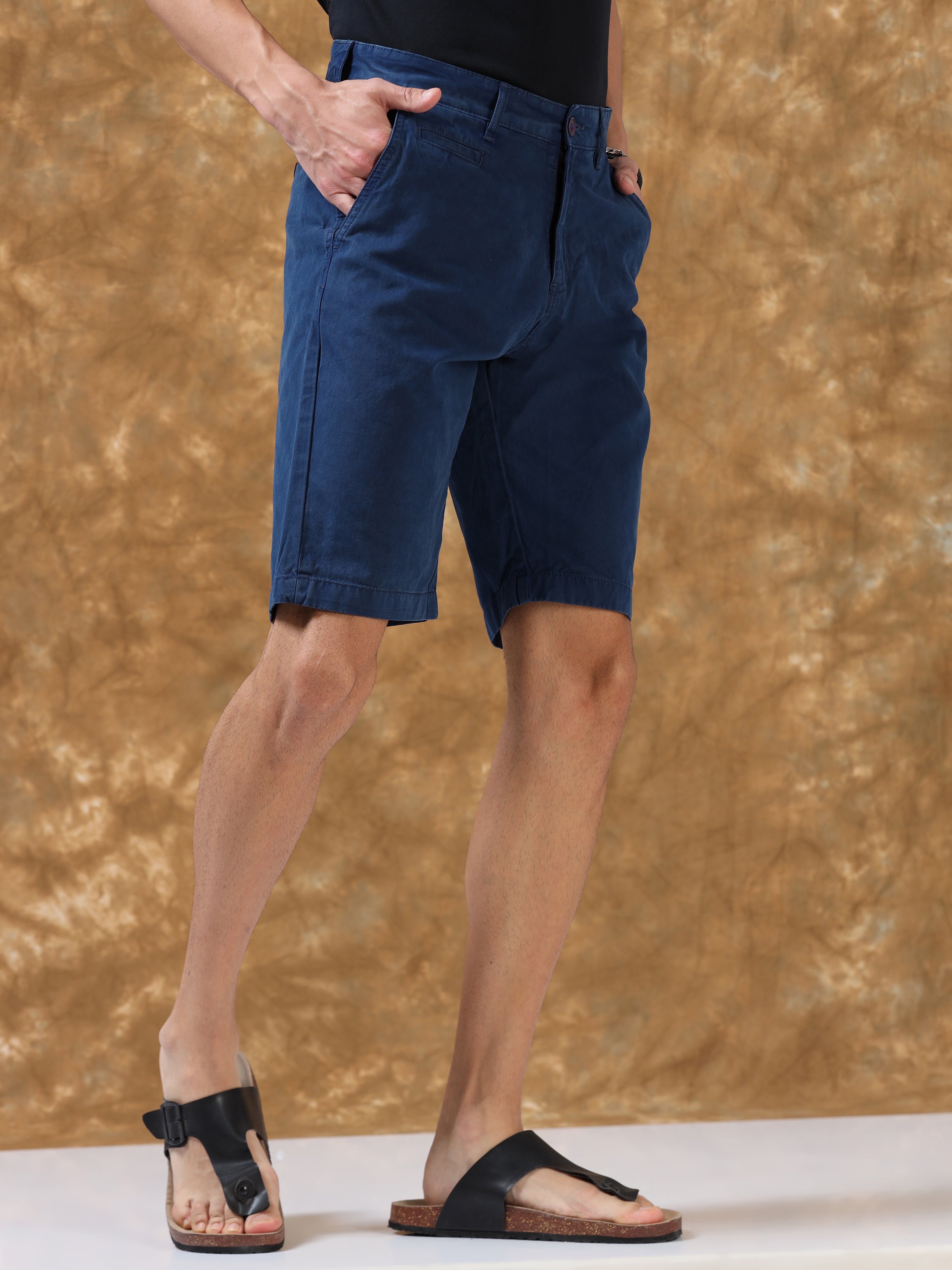 Breezy Dark Blue Cotton Shorts