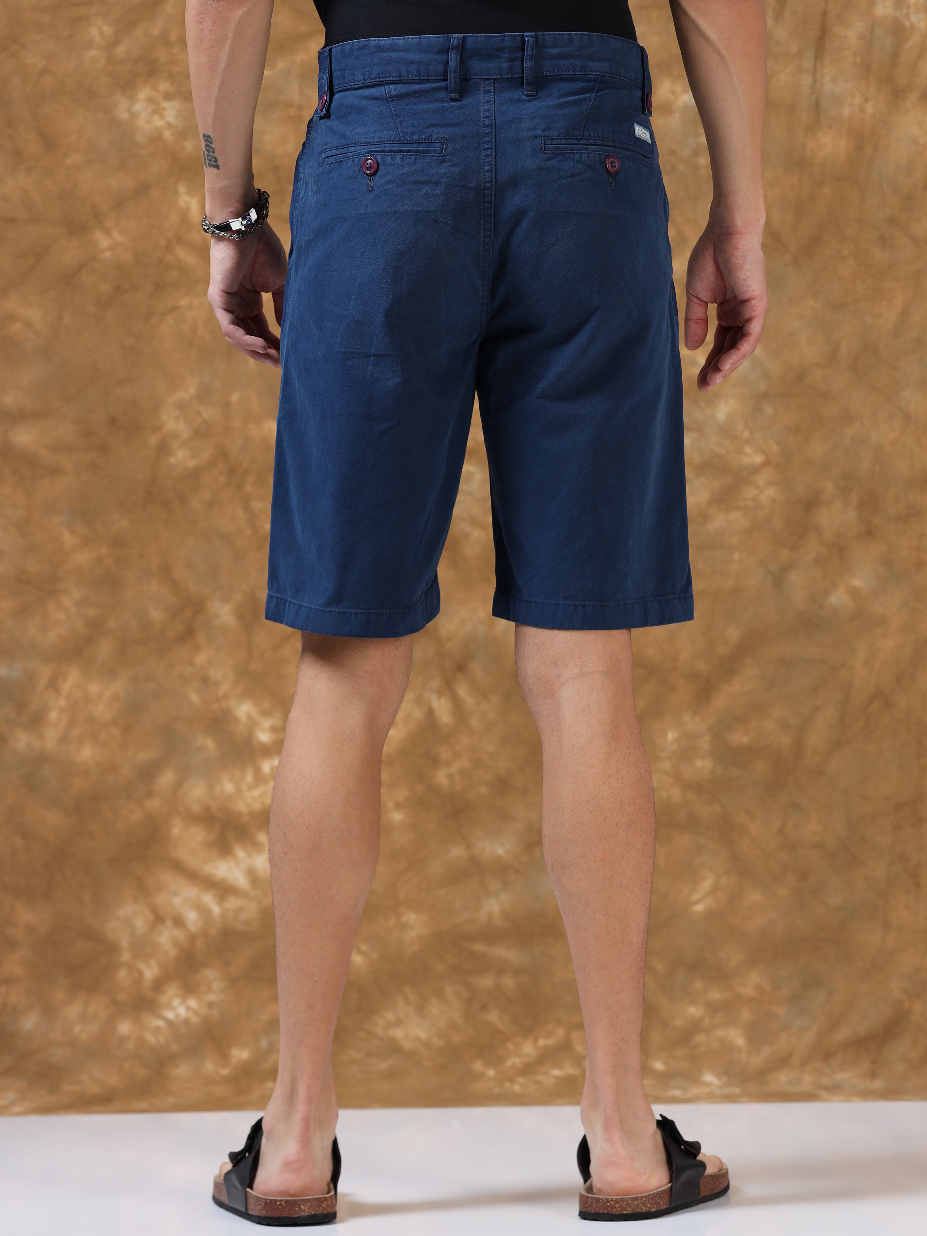 Breezy Dark Blue Cotton Shorts