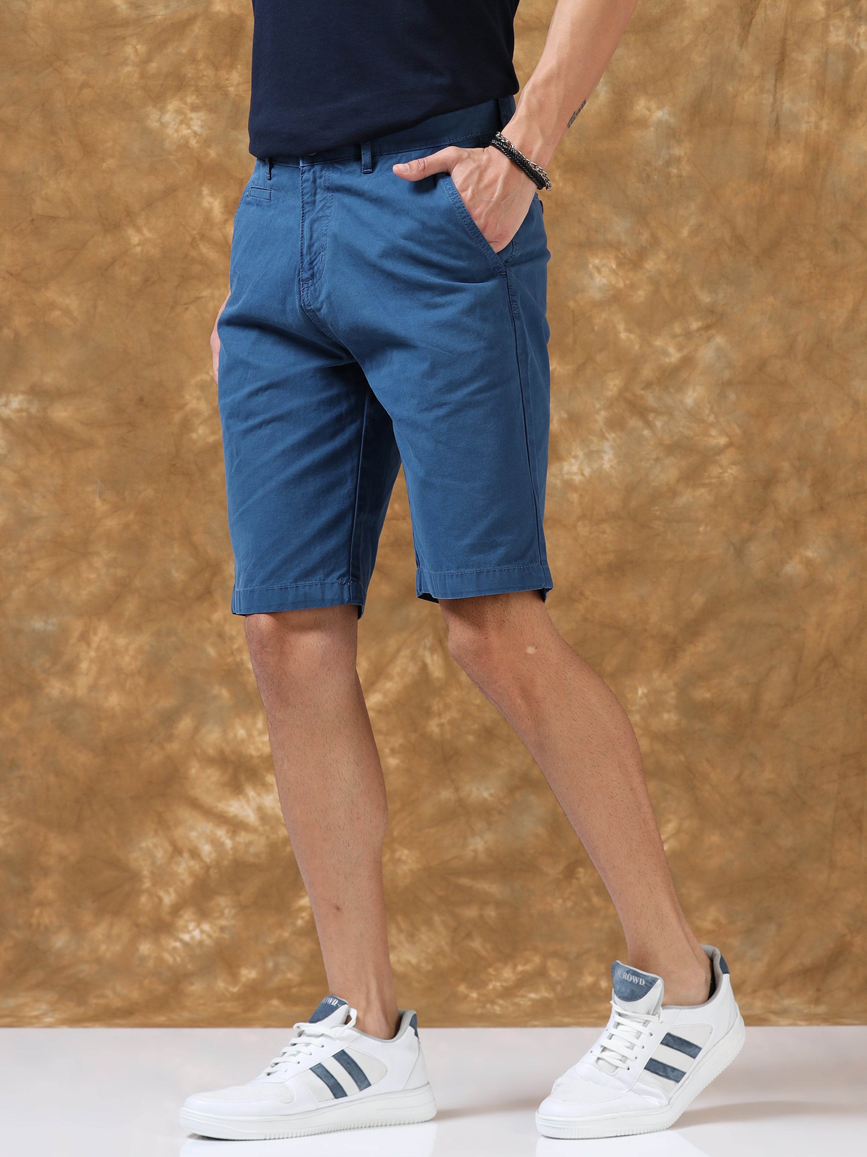 Breezy Medium Blue Cotton Shorts