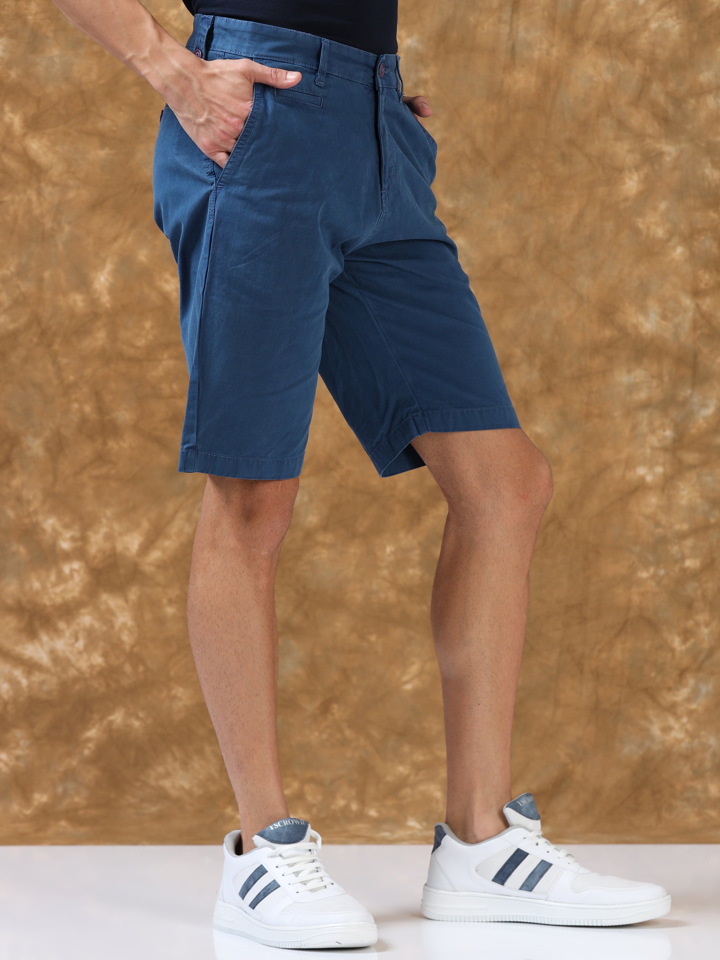 Breezy Medium Blue Cotton Shorts