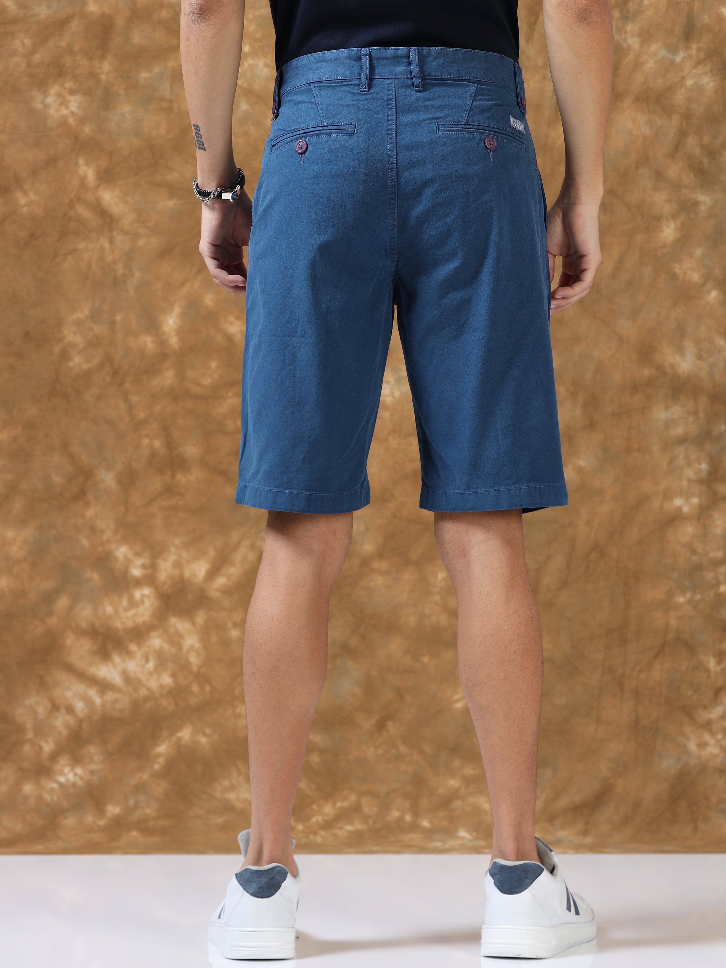 Breezy Medium Blue Cotton Shorts