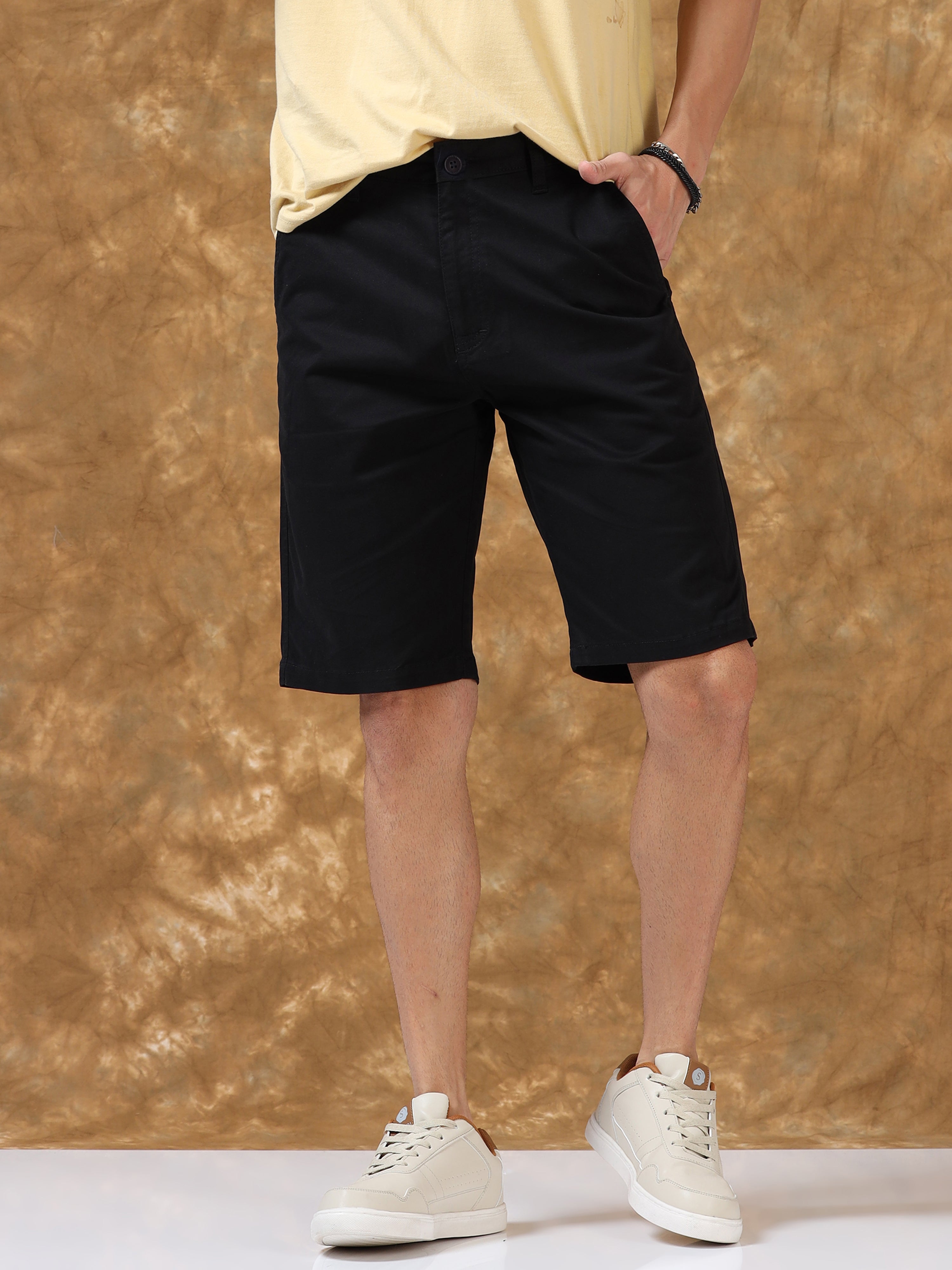 Bold Black Cotton Shorts