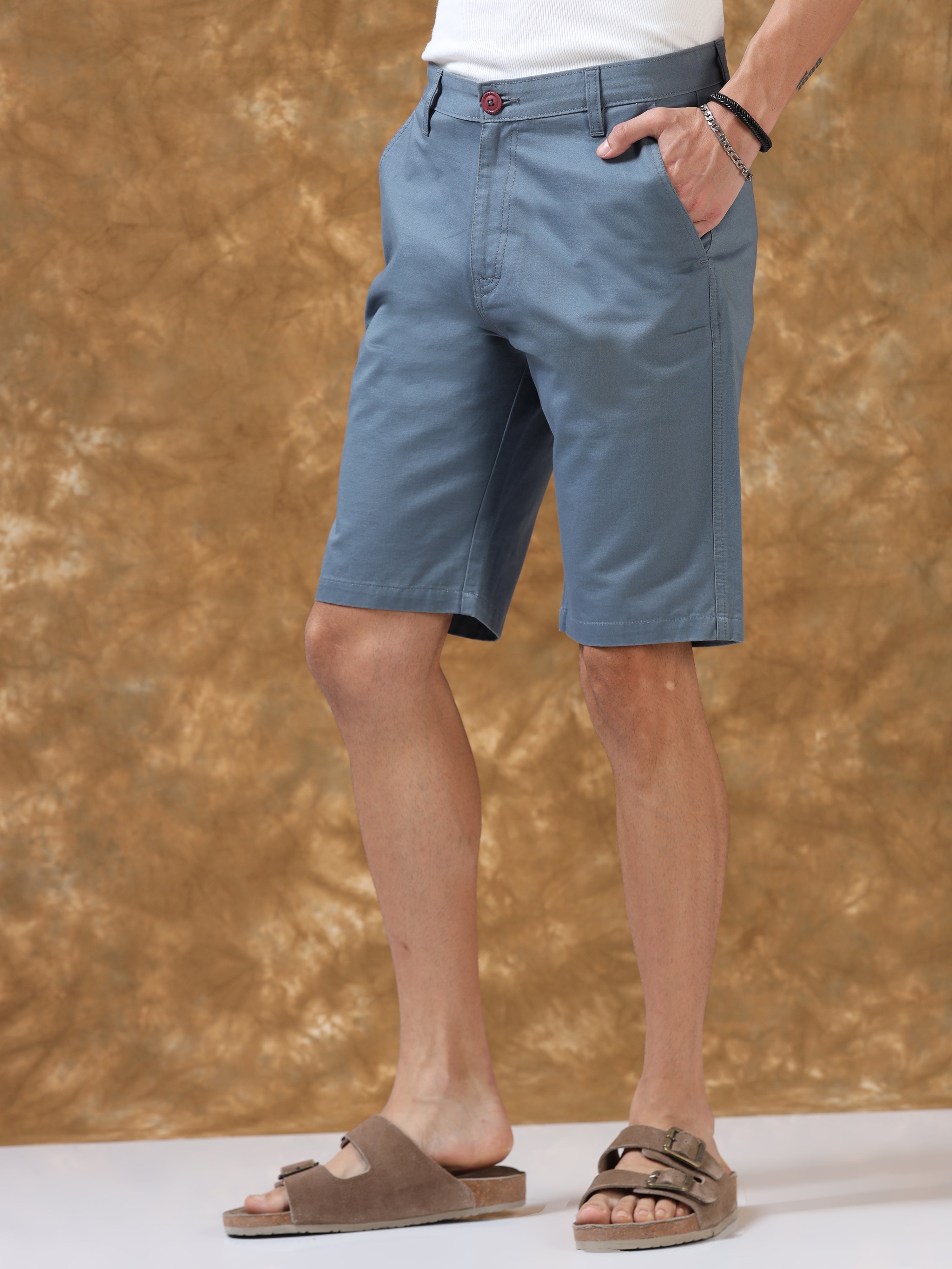 Soft Blue Cotton Shorts