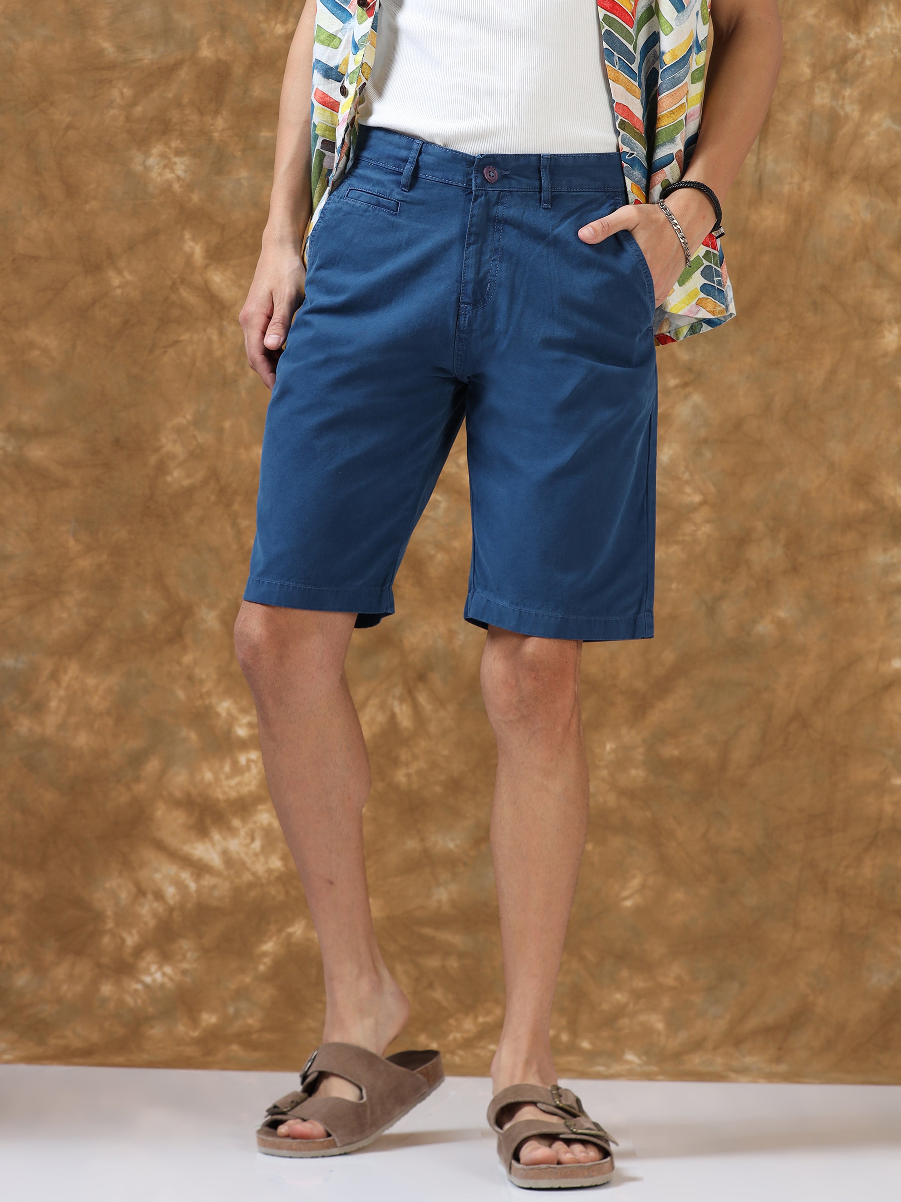 Cool Blue Cotton Shorts