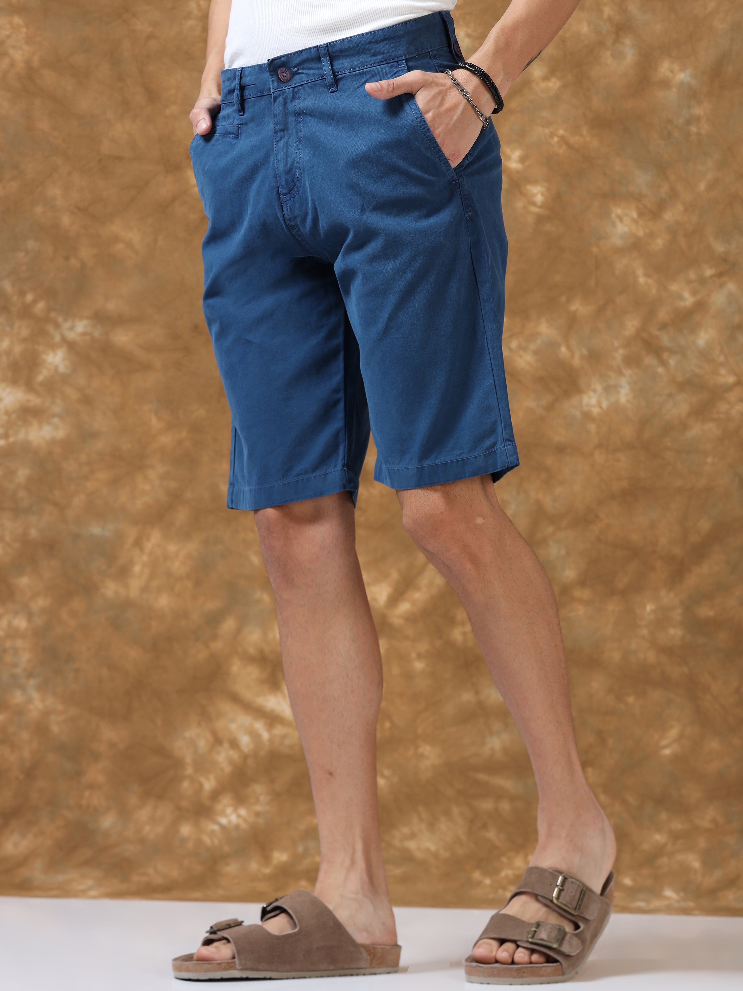 Cool Blue Cotton Shorts