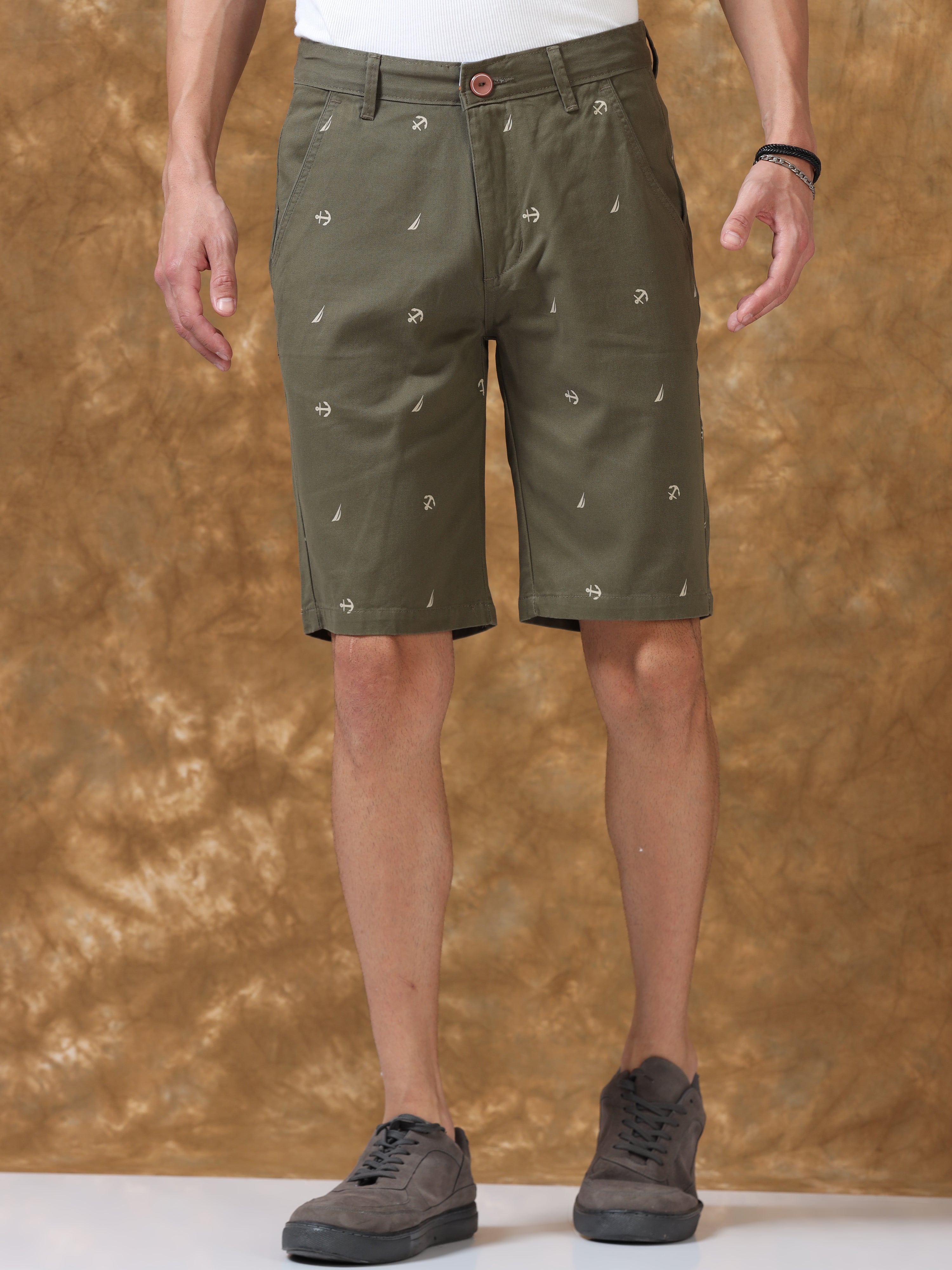 Anchor Olive Cotton Shorts