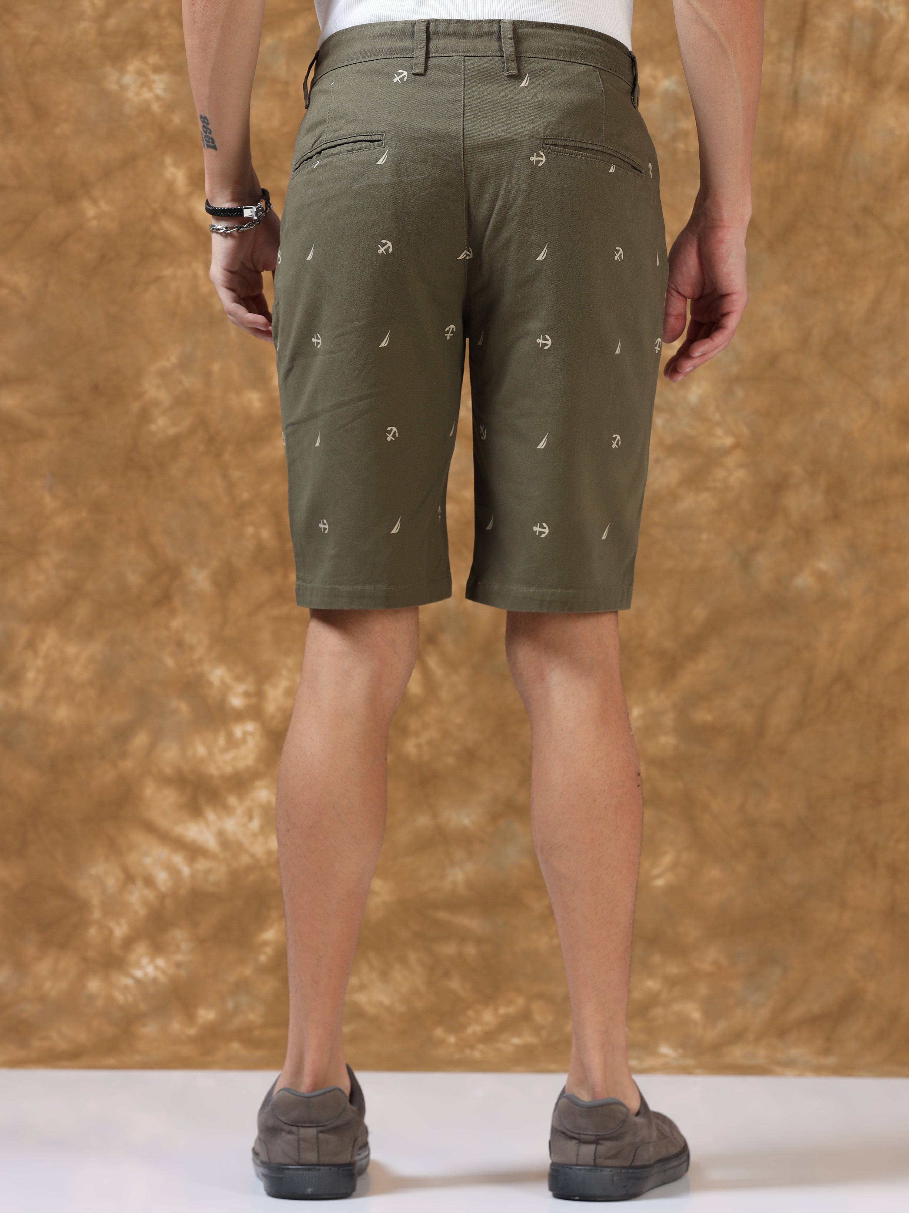 Anchor Olive Cotton Shorts