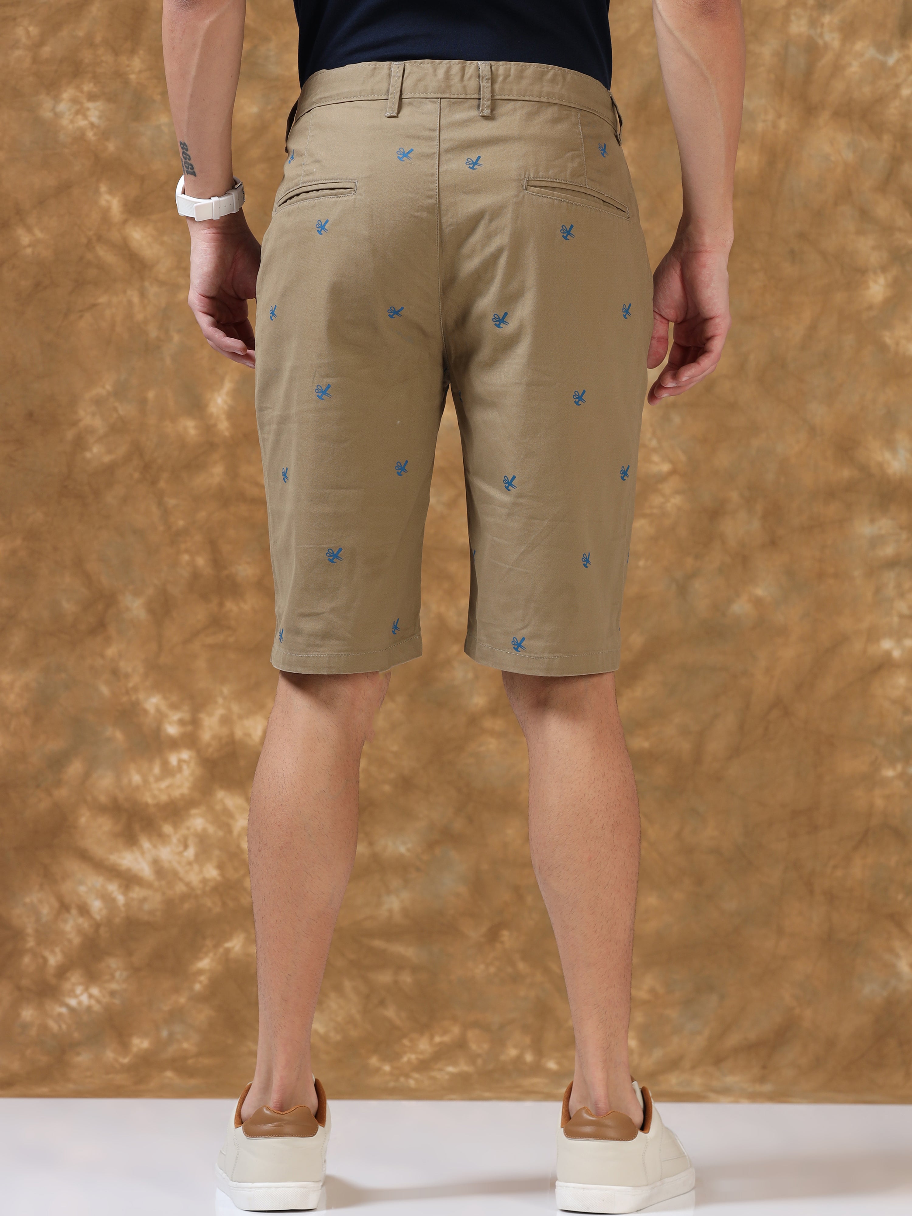 Casual Cool Khaki Cotton Shorts