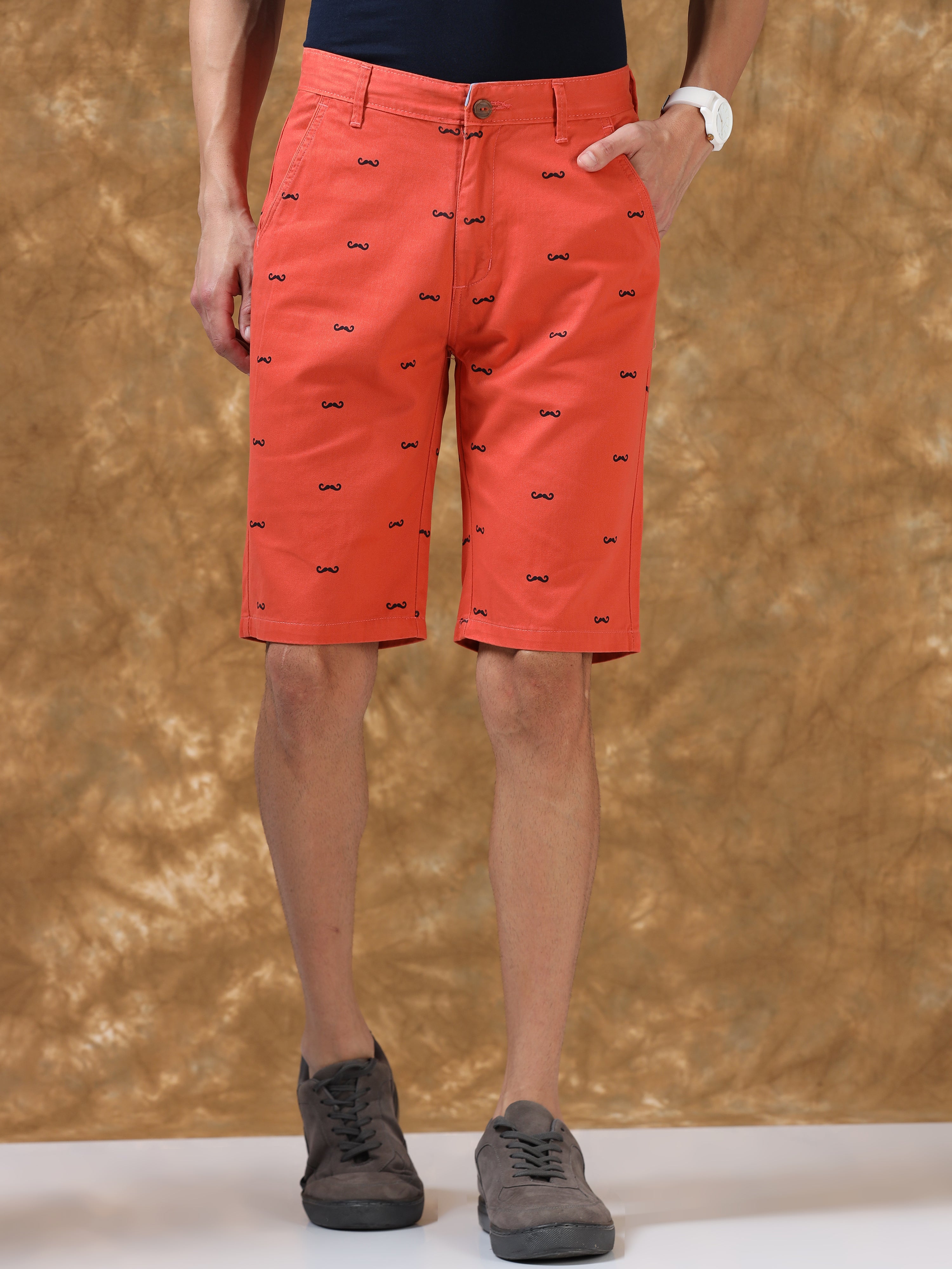 Brightly Orange Cotton Shorts