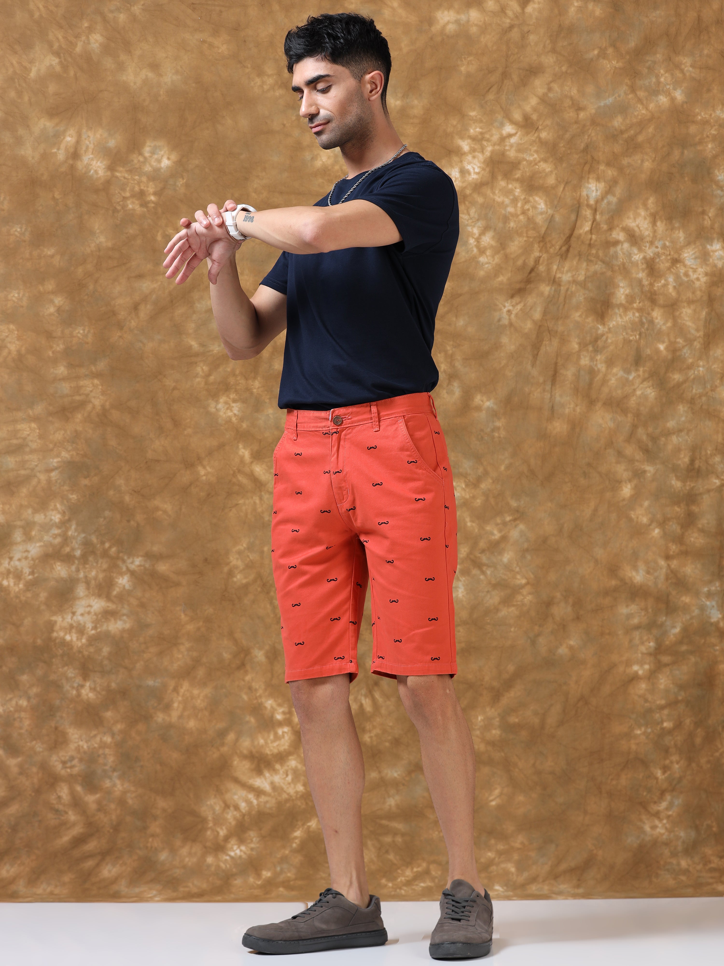 Brightly Orange Cotton Shorts