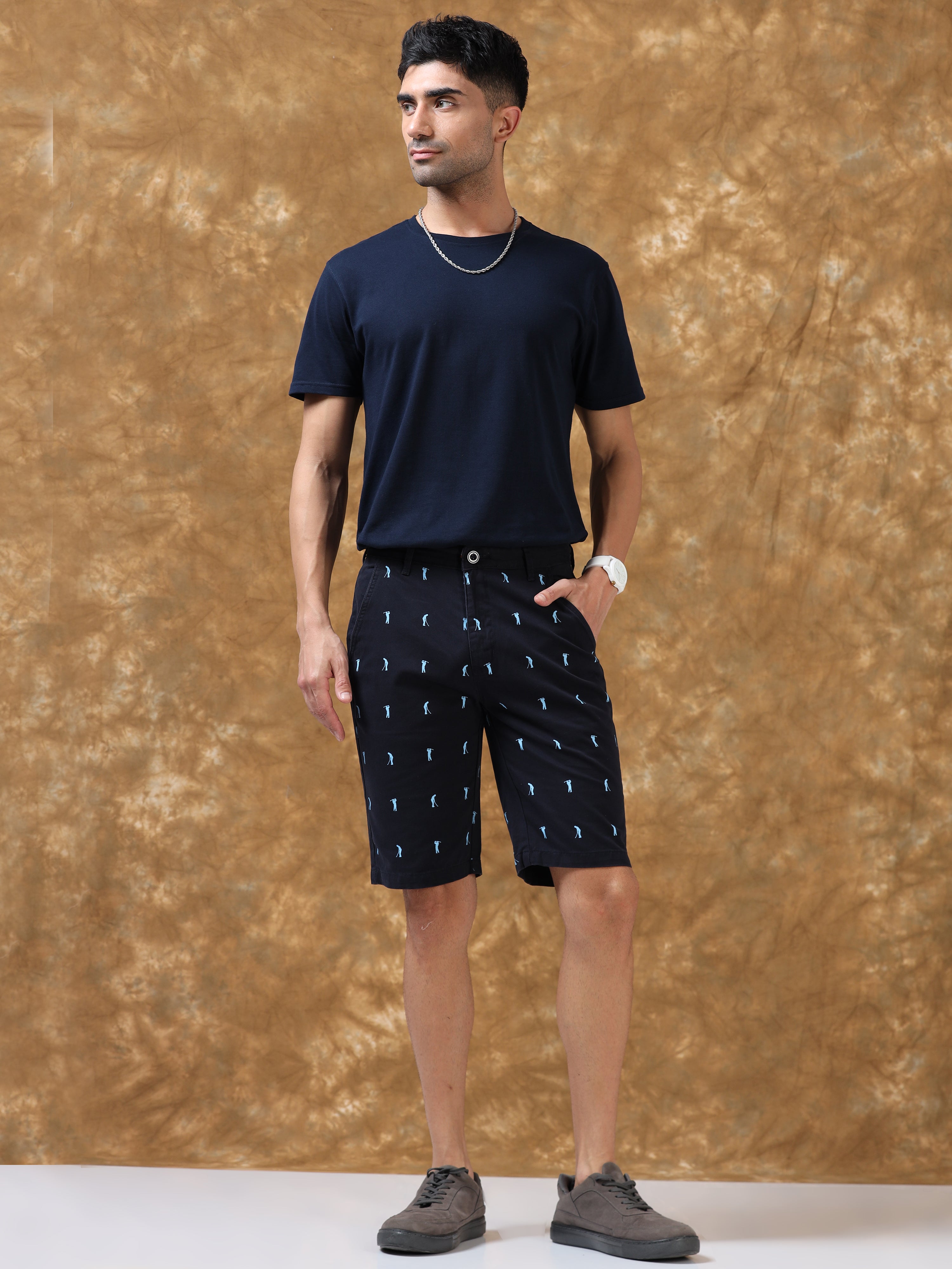 Navy Golf Club Cotton Shorts