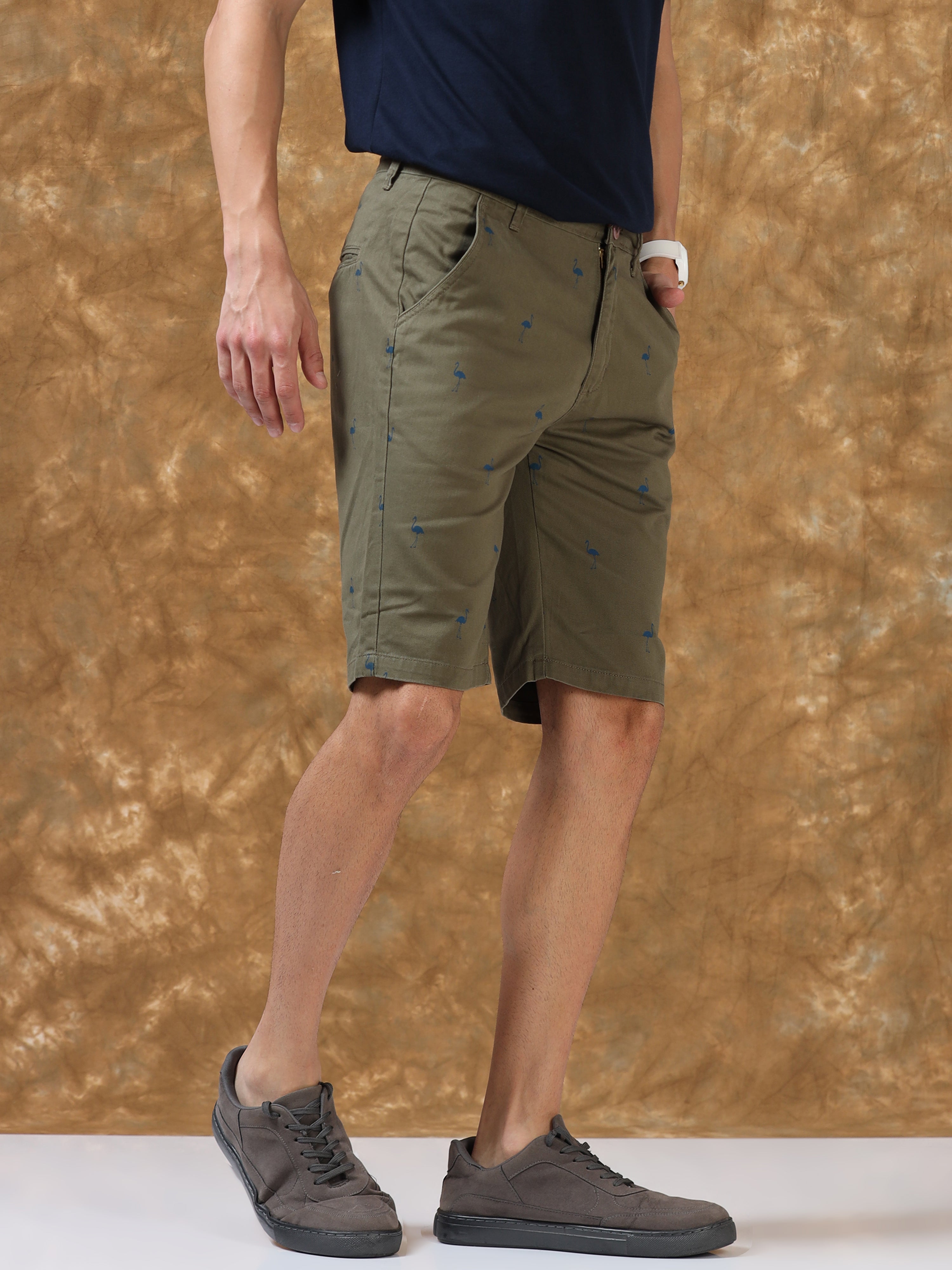 Trendy Olive Cotton Shorts