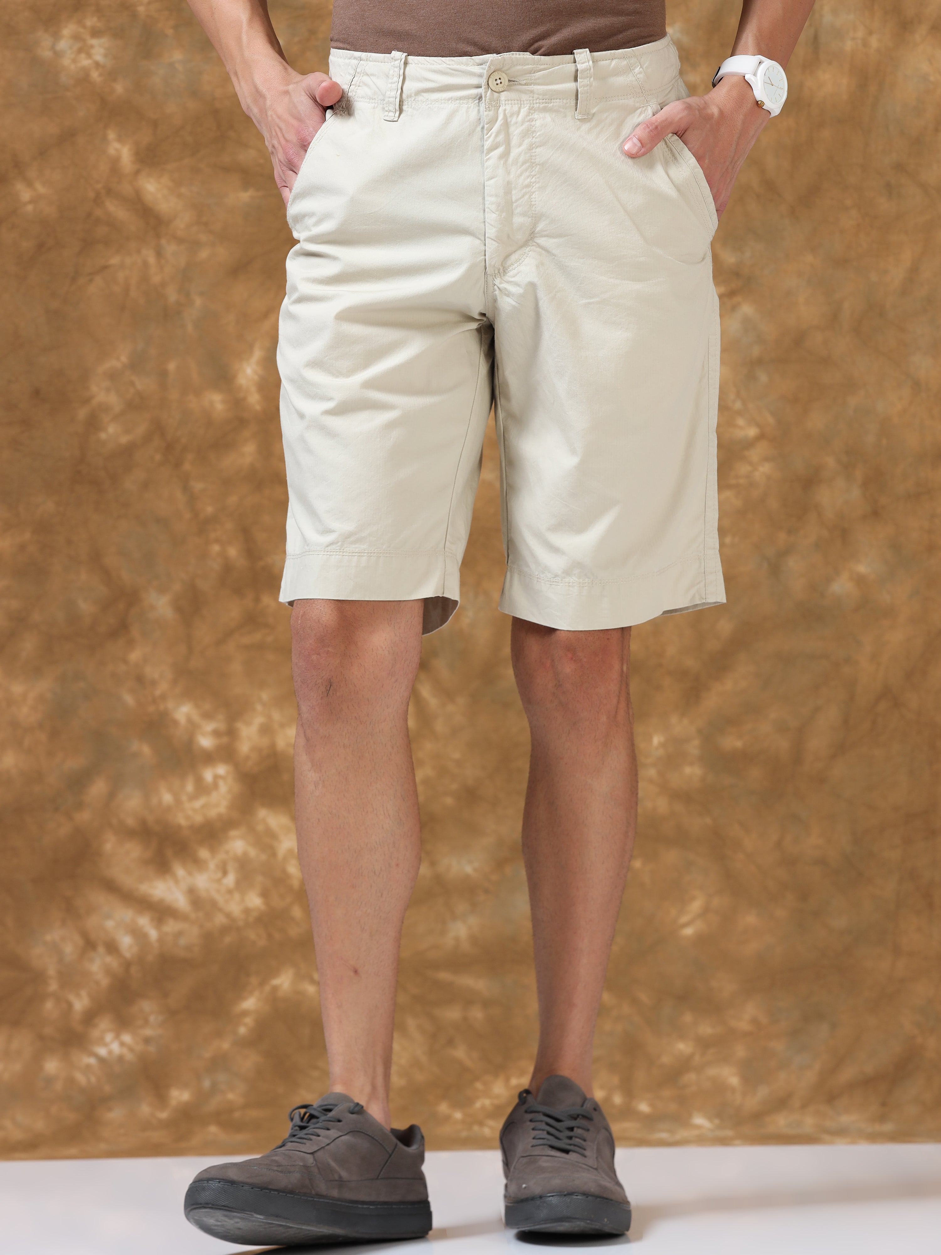 Plush Light Cream Cotton Shorts