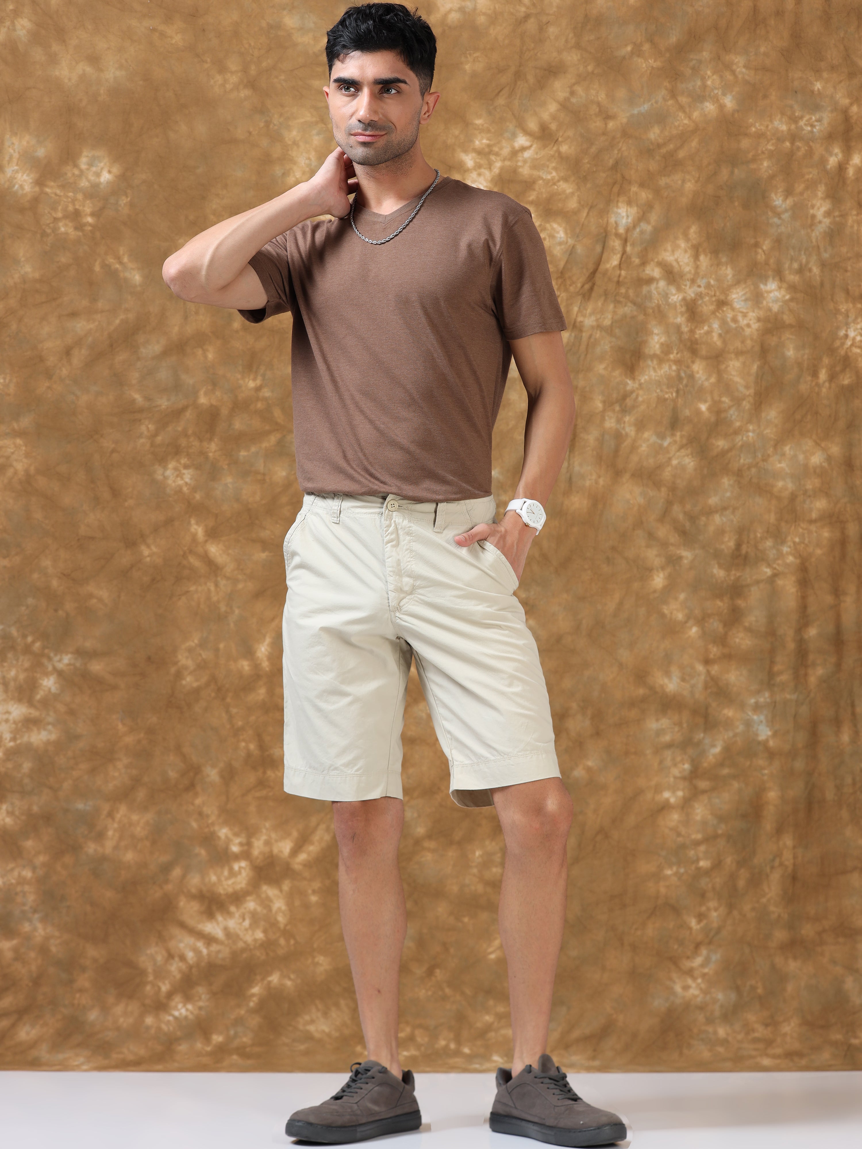 Plush Light Cream Cotton Shorts