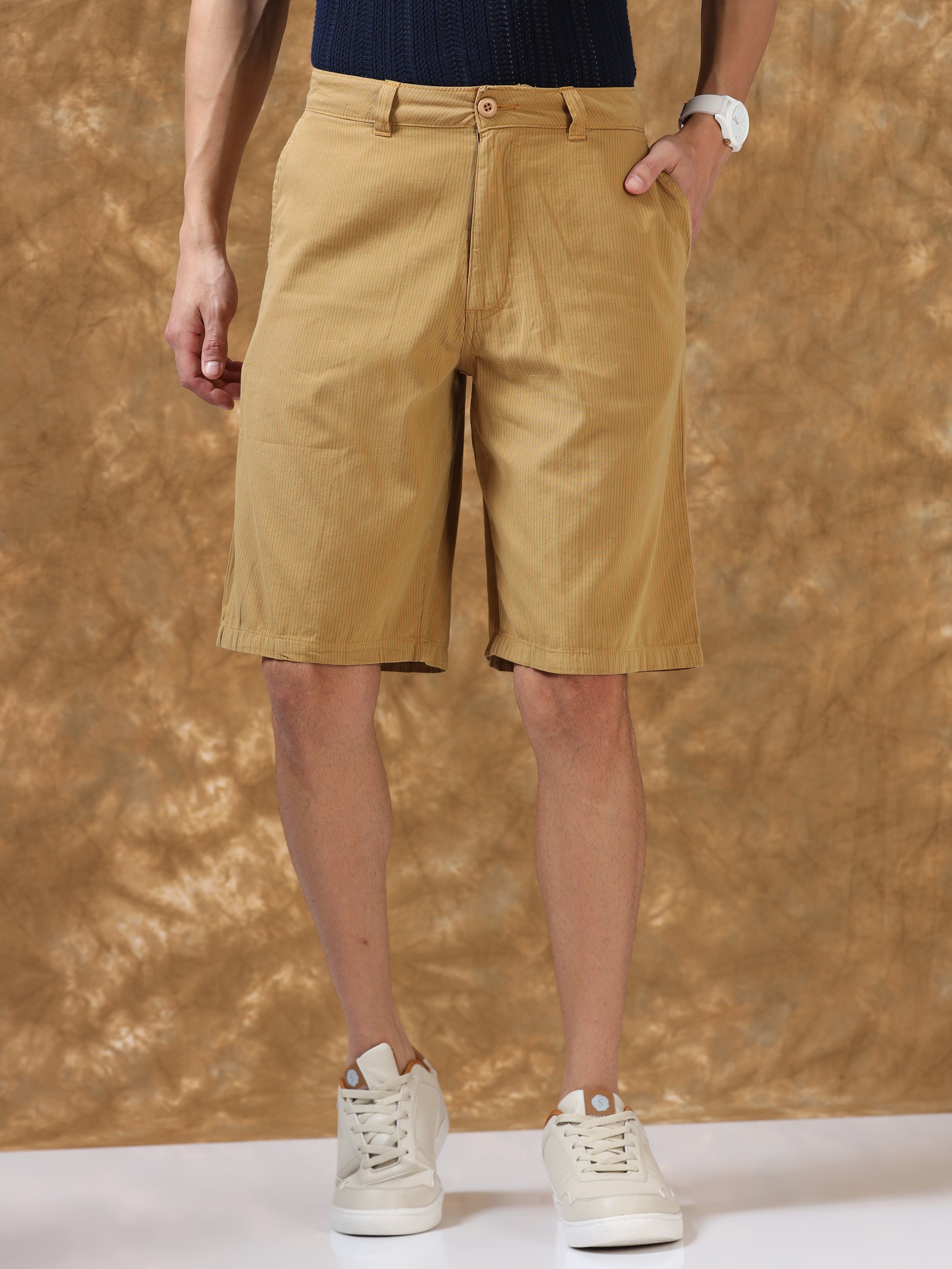 Light Brown Cotton Shorts