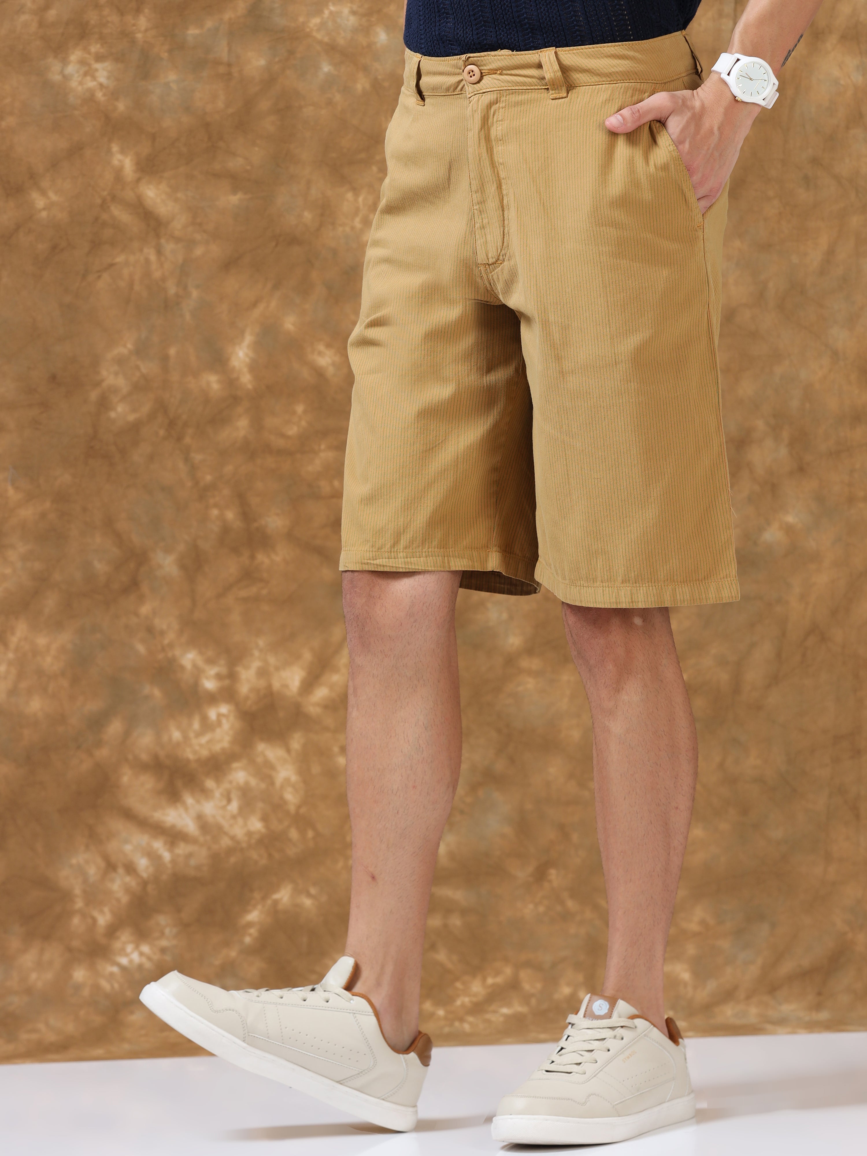 Light Brown Cotton Shorts