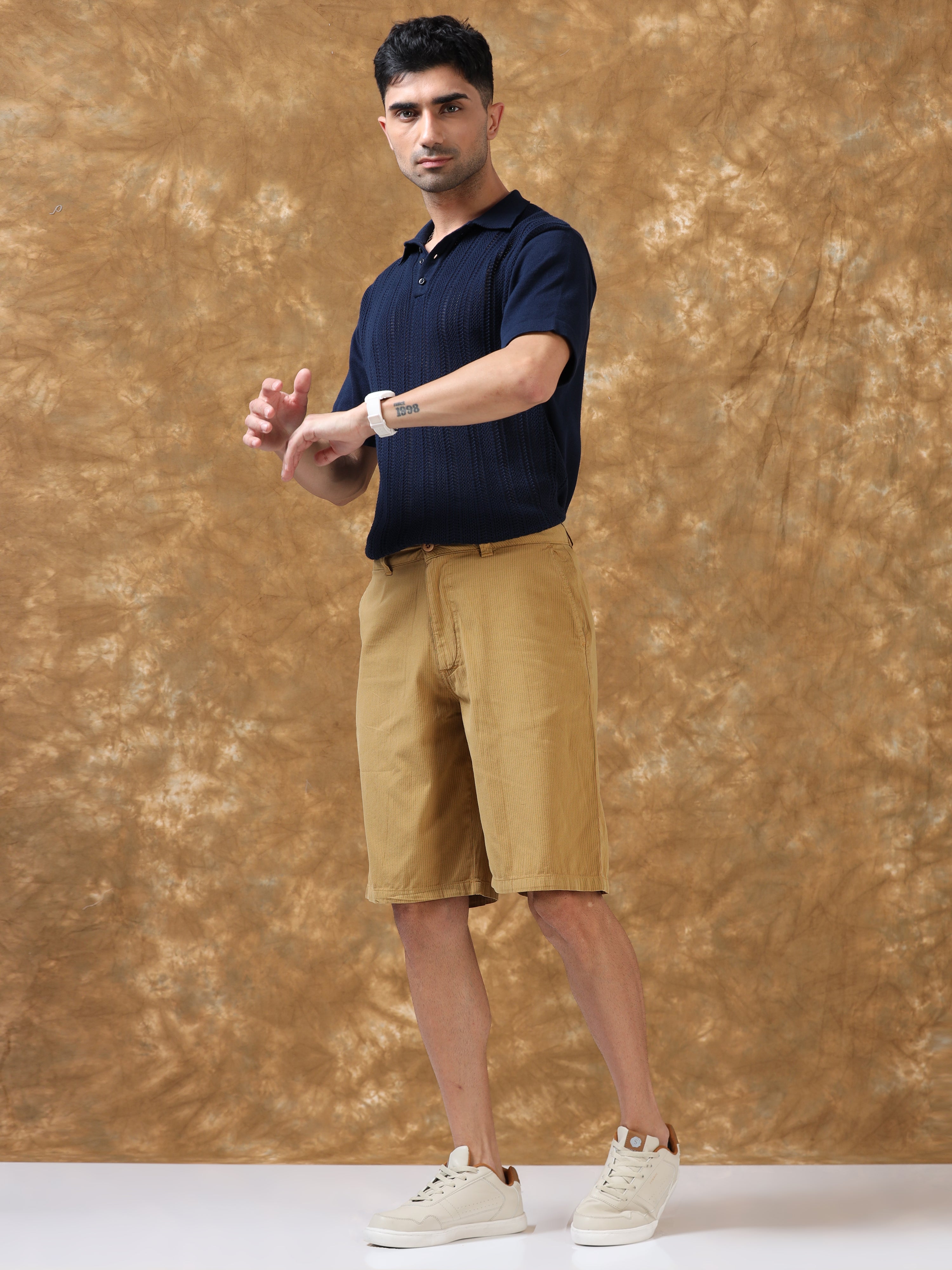 Light Brown Cotton Shorts