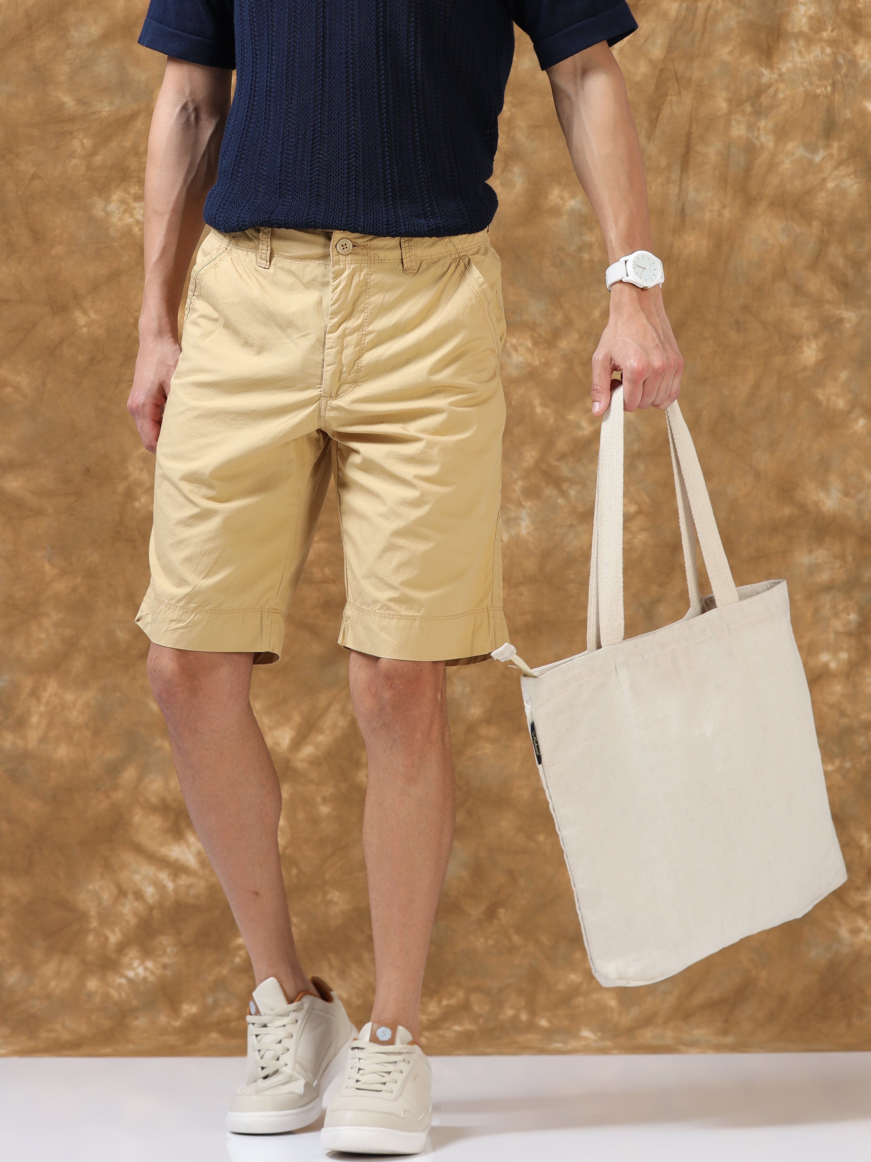 Casual Mustard Cotton Shorts