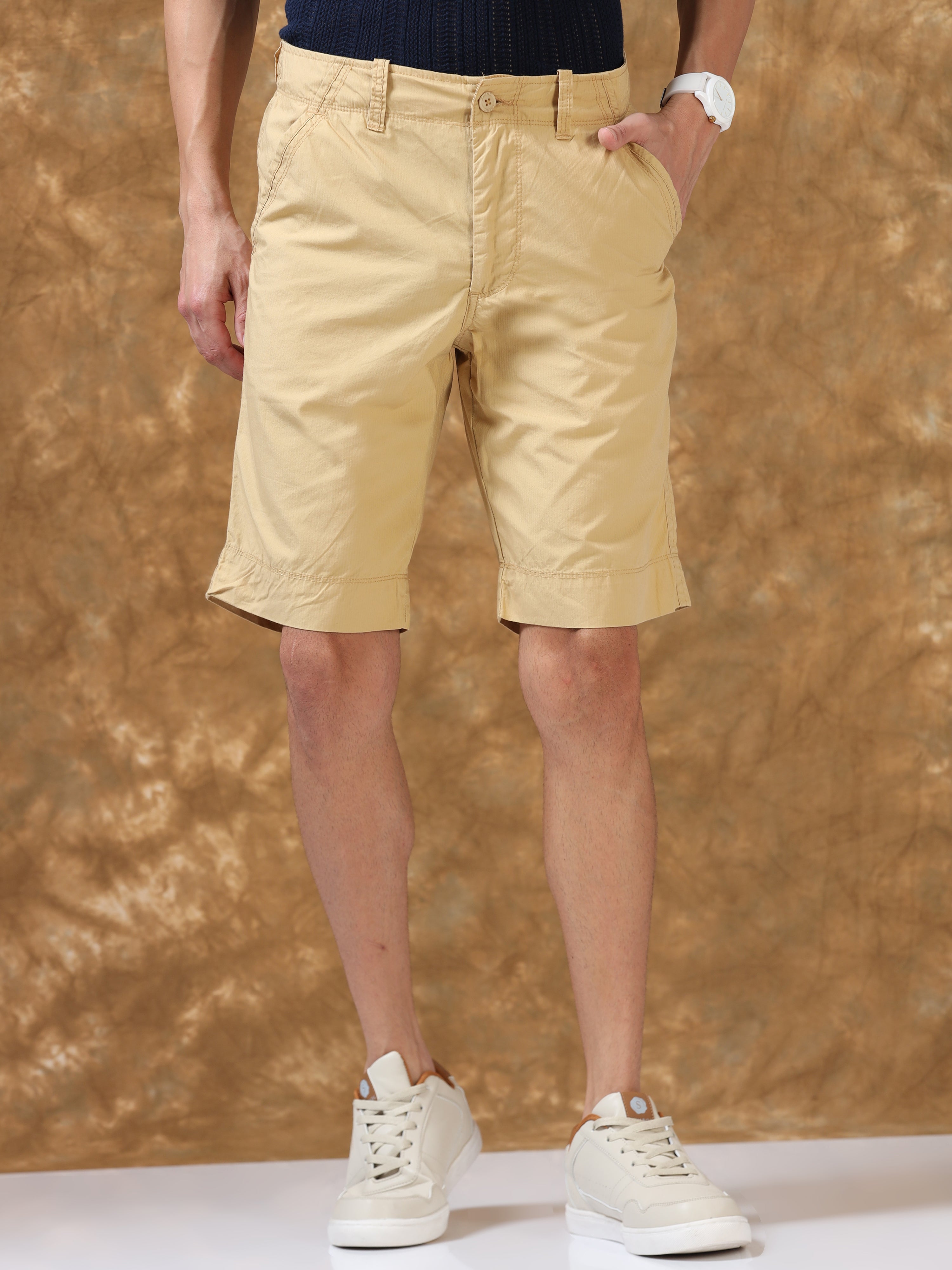 Casual Mustard Cotton Shorts