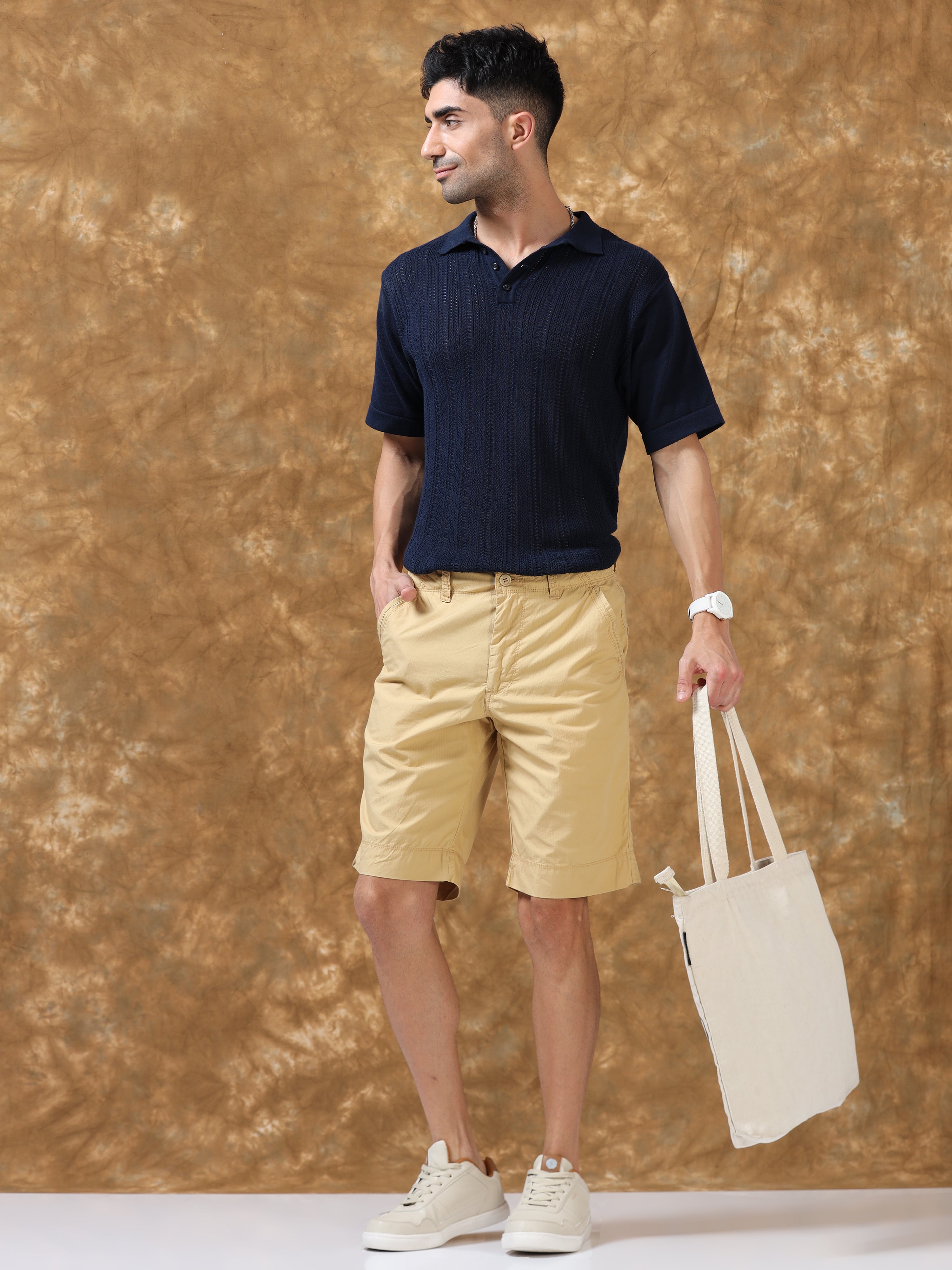 Casual Mustard Cotton Shorts