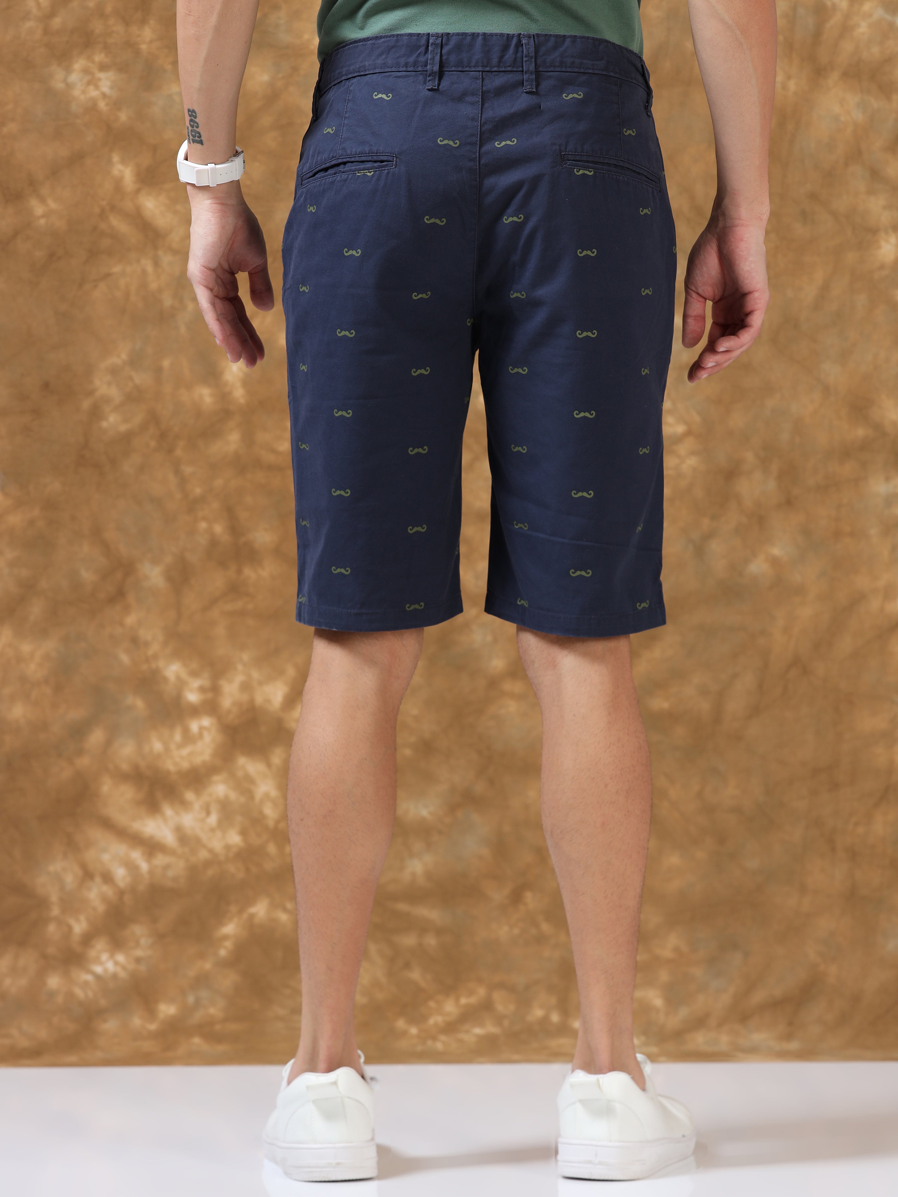 Luxury Navy Printed Shorts