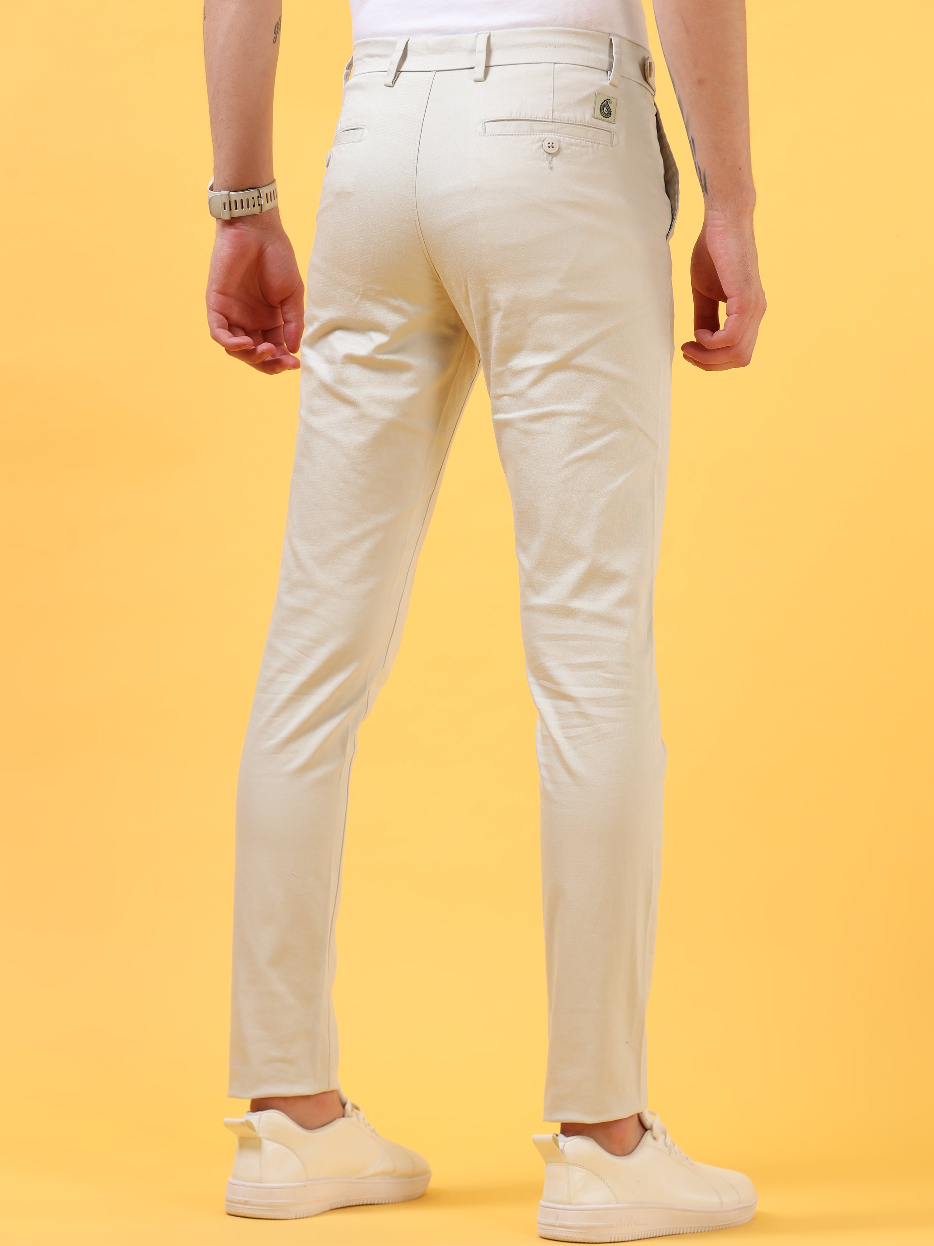 Ivory Essence: Stylish White Casual Trousers