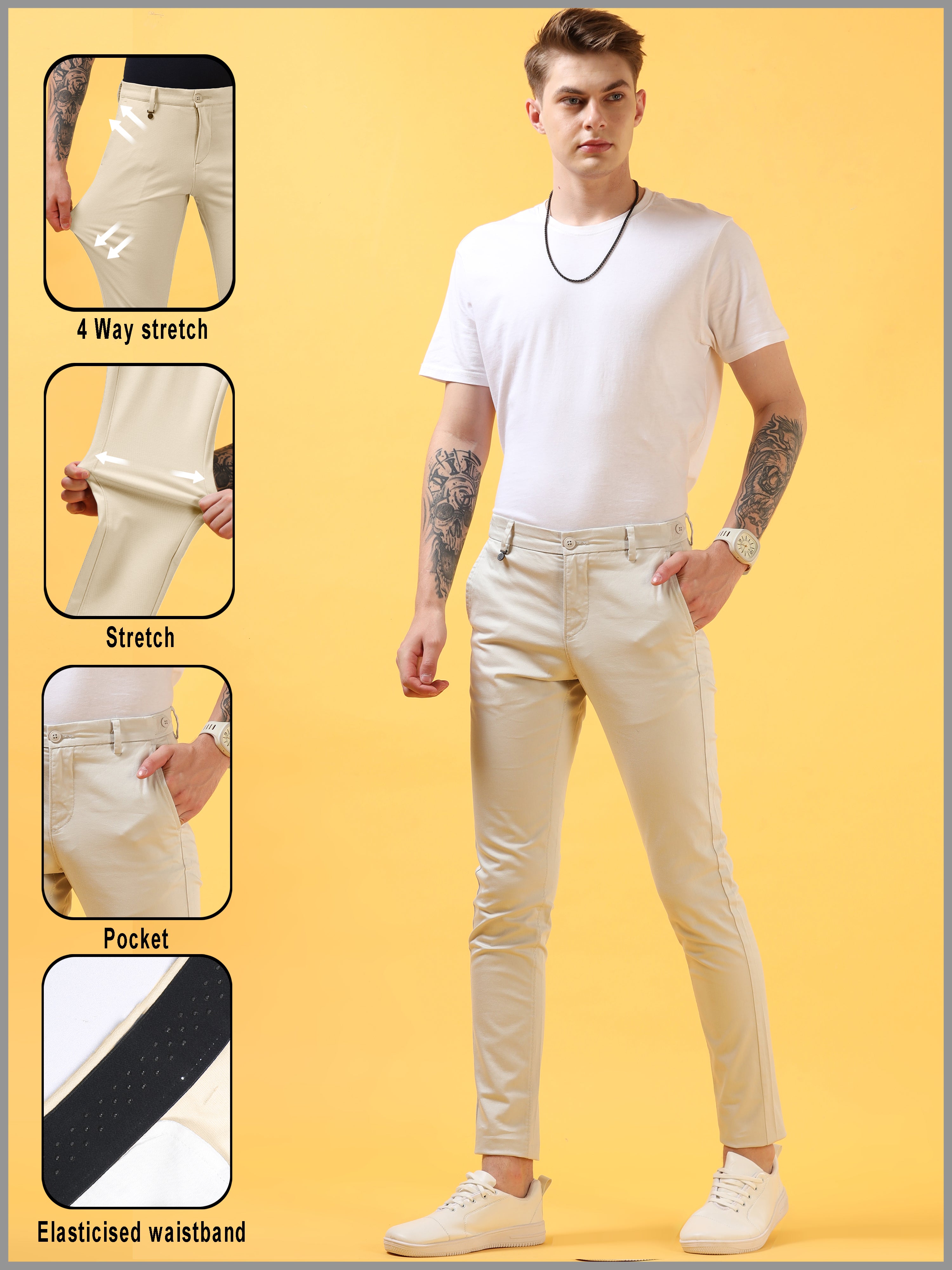 Ivory Essence: Stylish White Casual Trousers