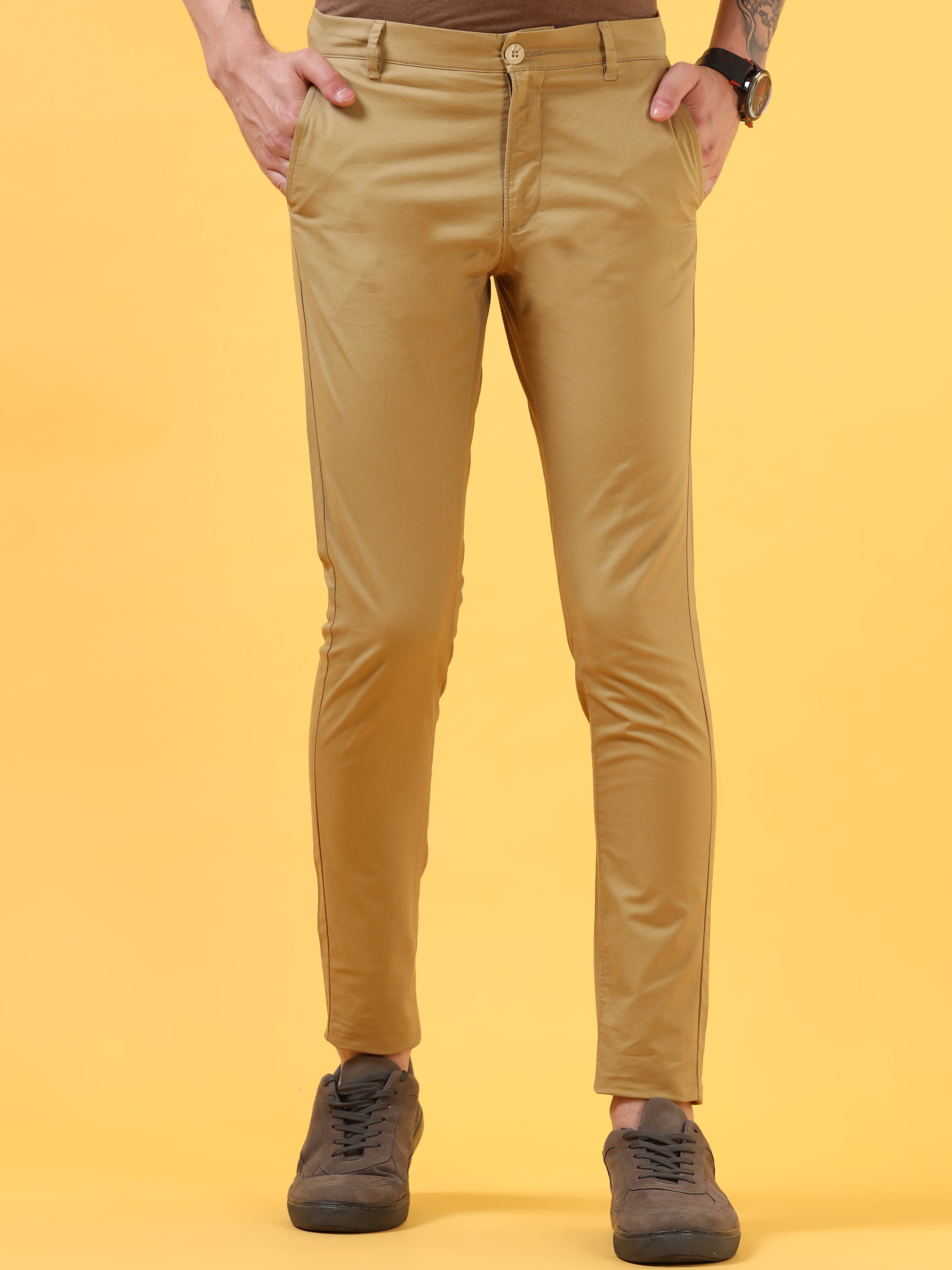 Refined Khaki comfort Casual Trousers