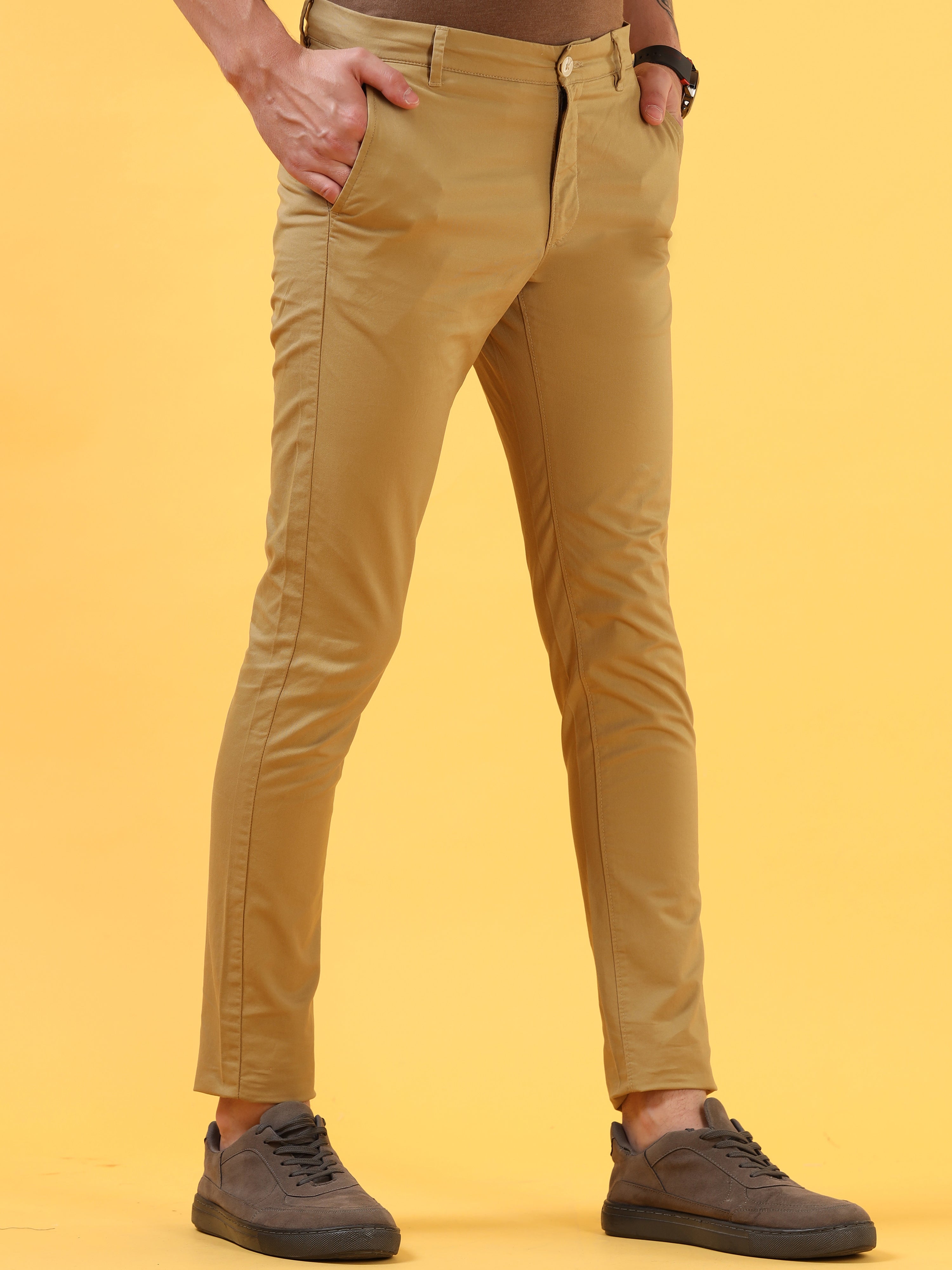 Refined Khaki comfort Casual Trousers