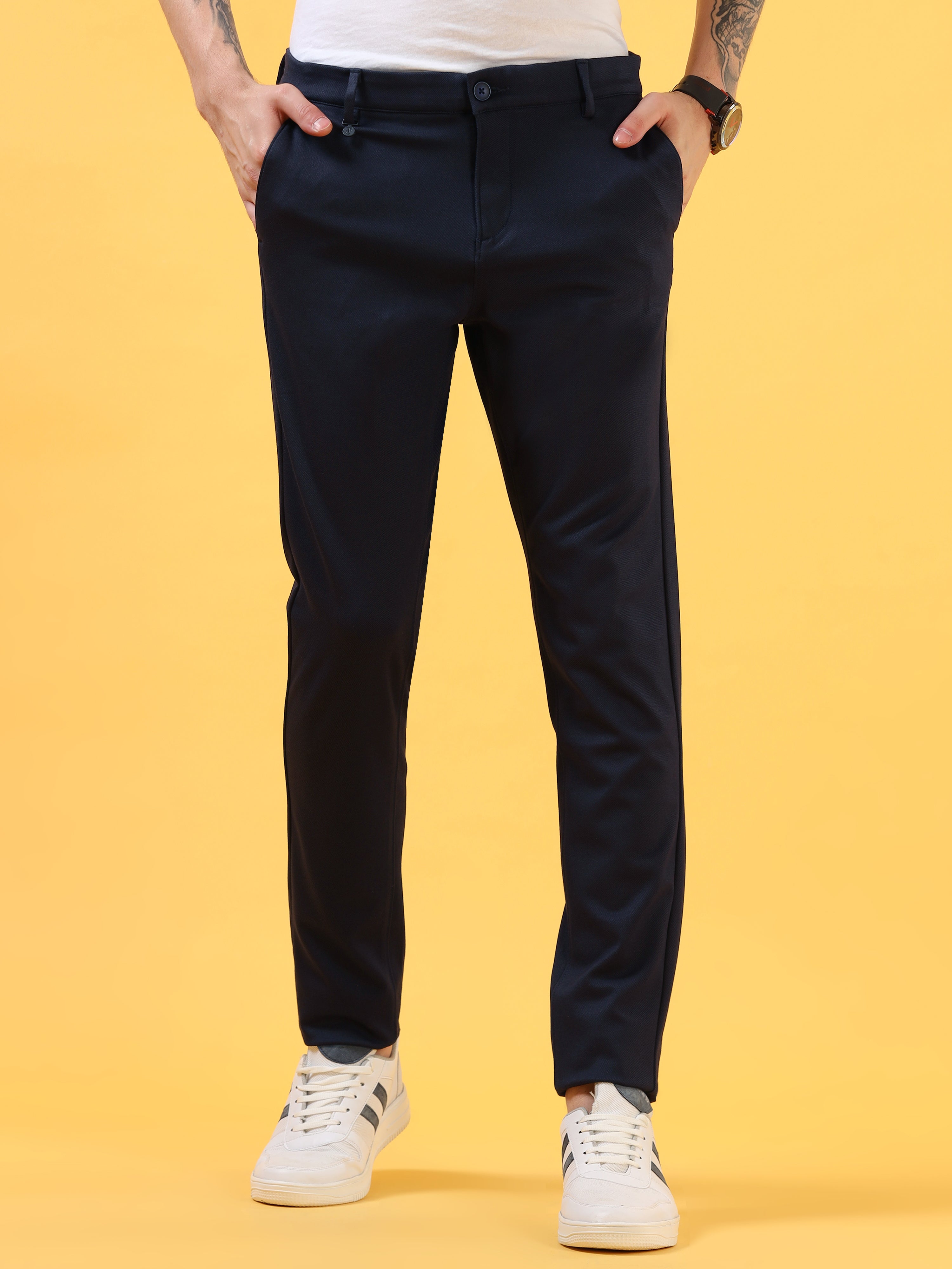 Heather Navy - All Day Trouser