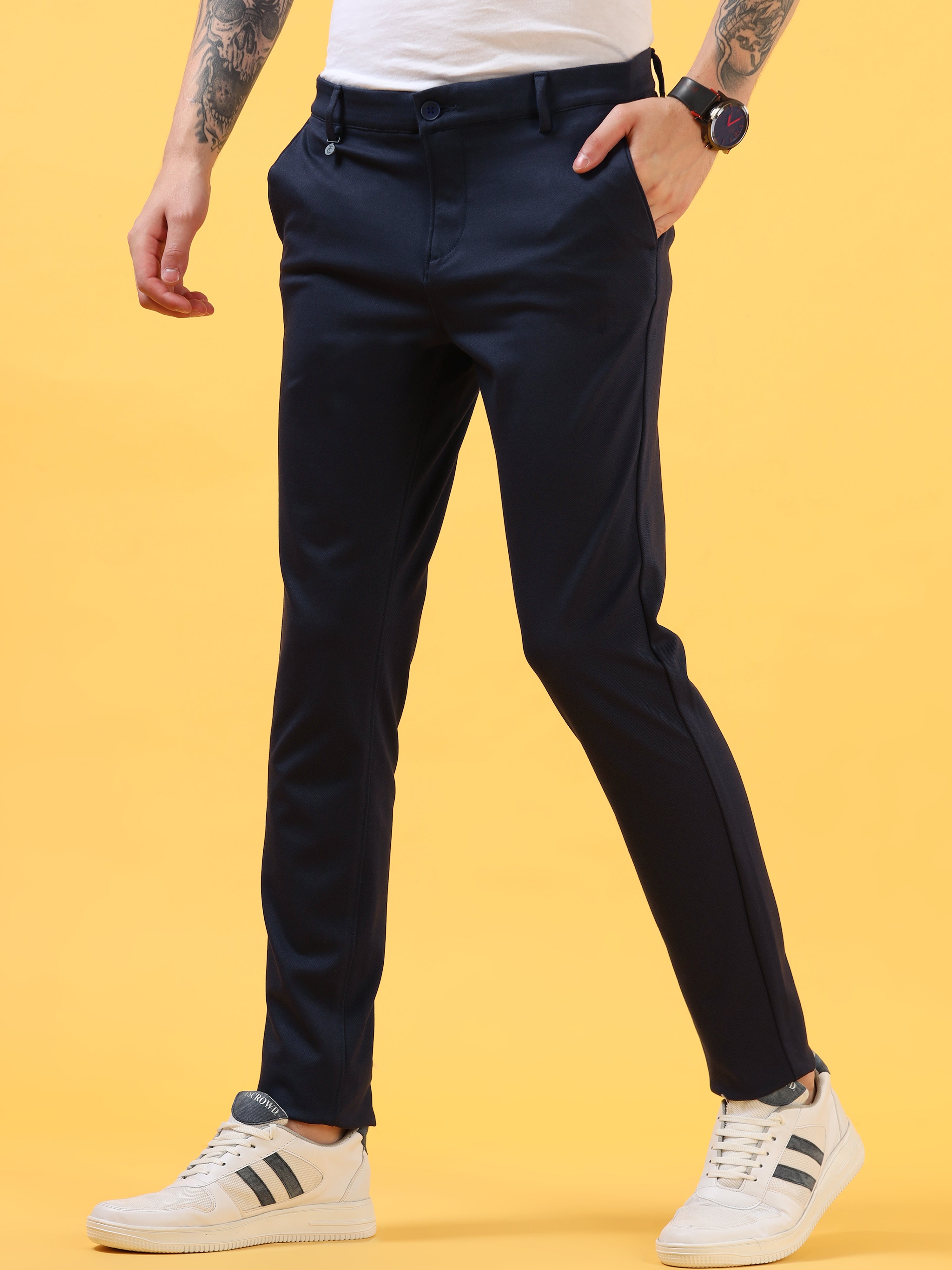 Heather Navy - All Day Trouser