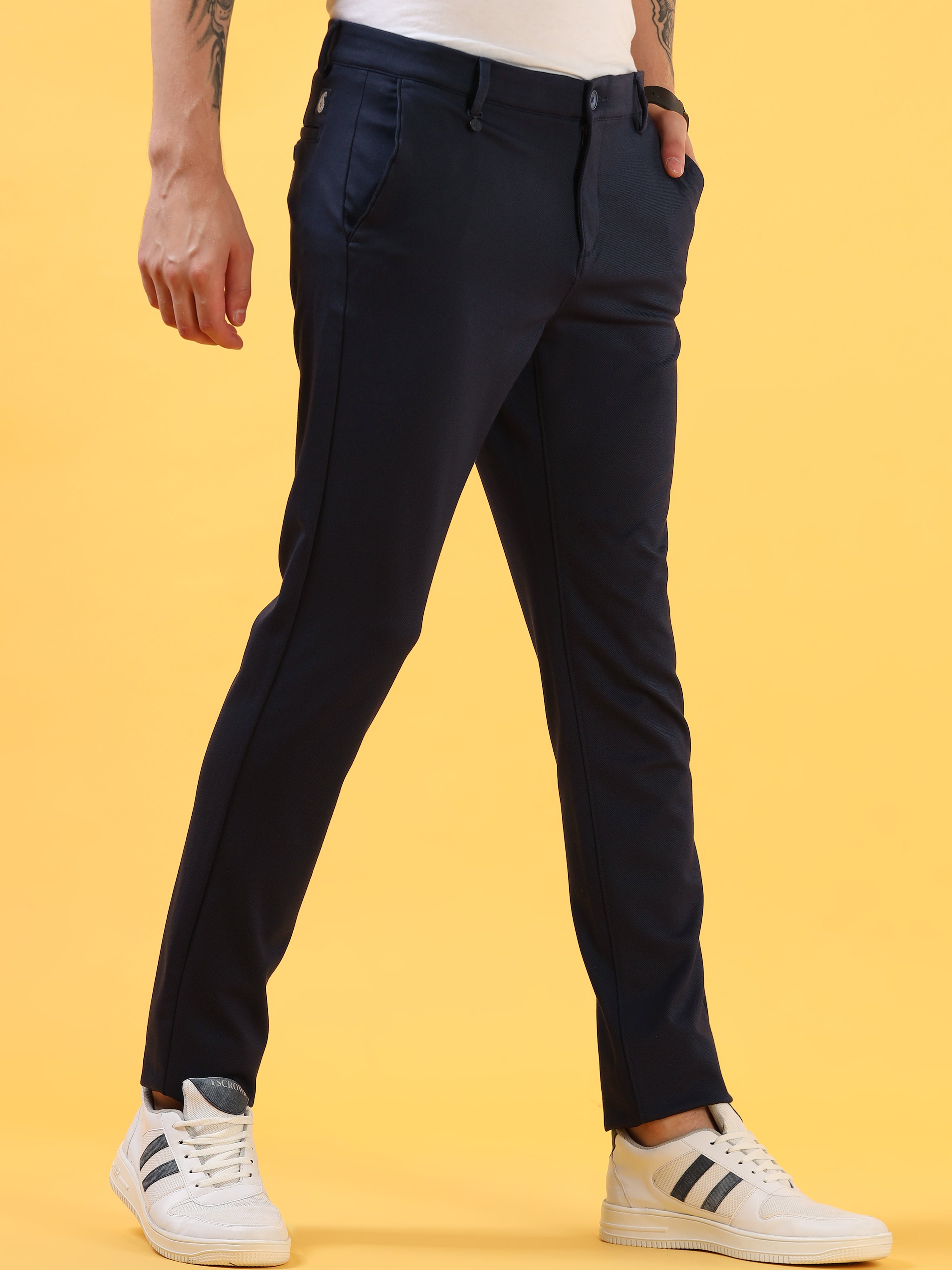 Heather Navy - All Day Trouser