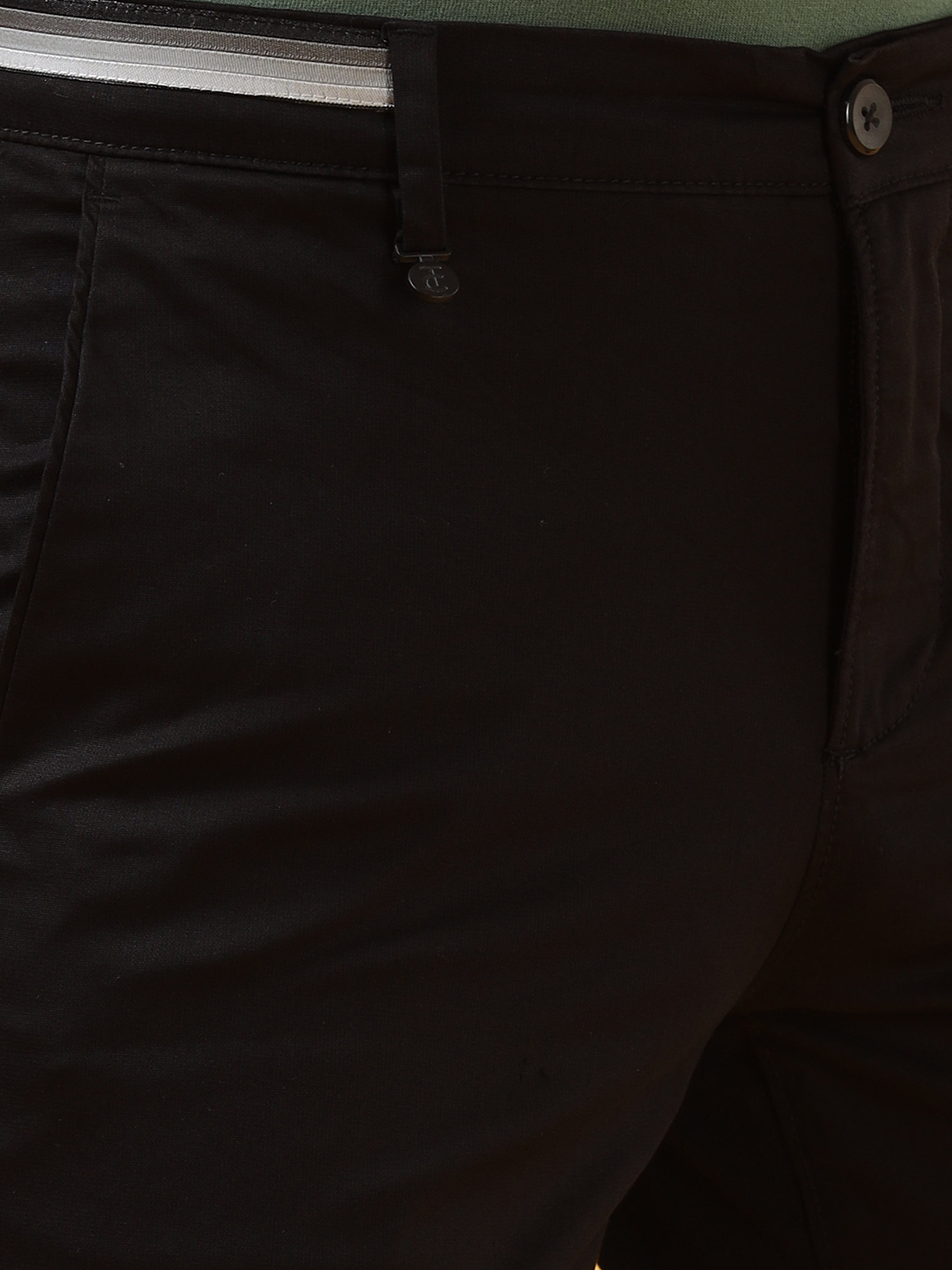 Ebony Essence: Polished Black Trousers