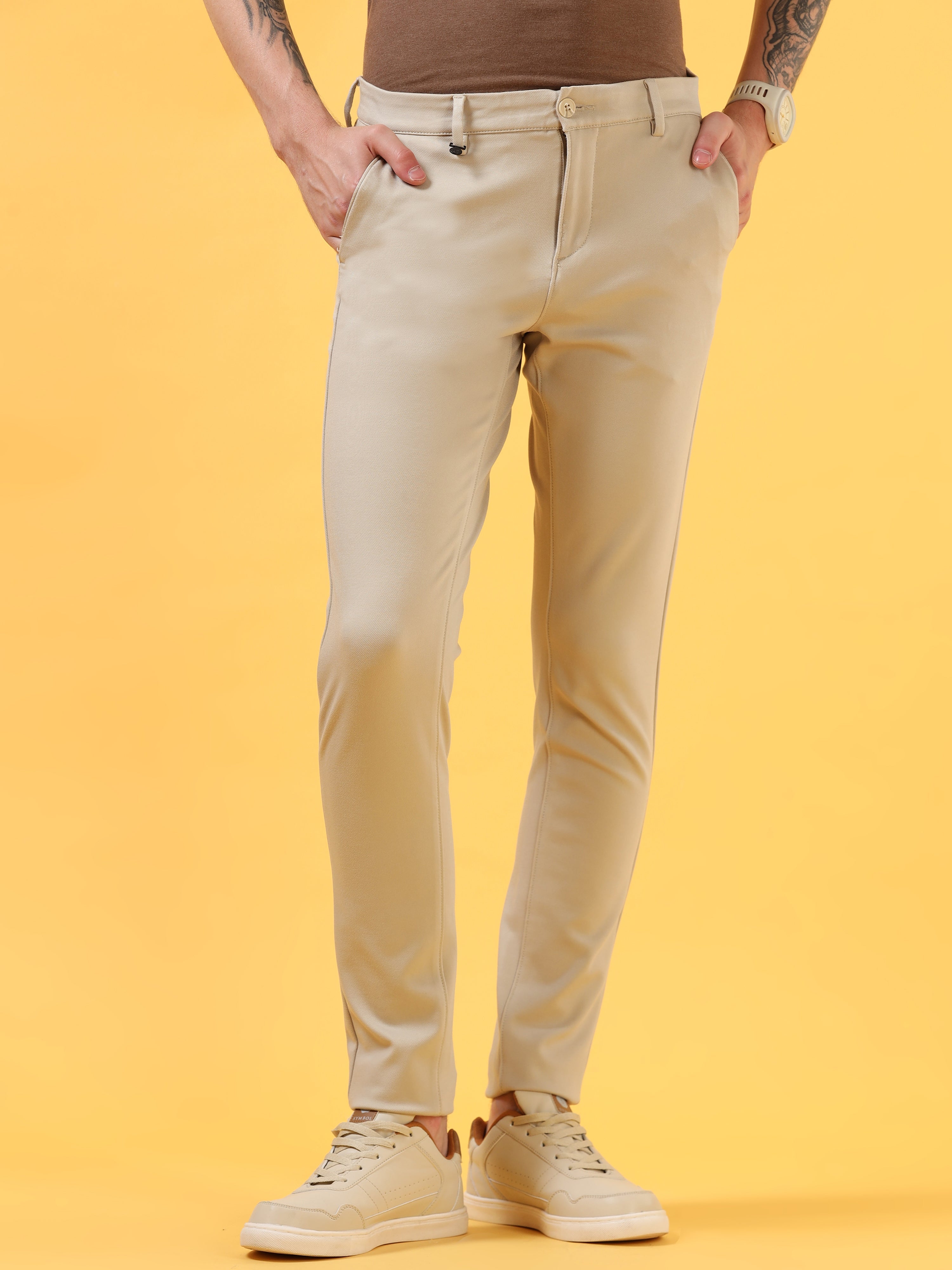 Beige - All Day Trousers