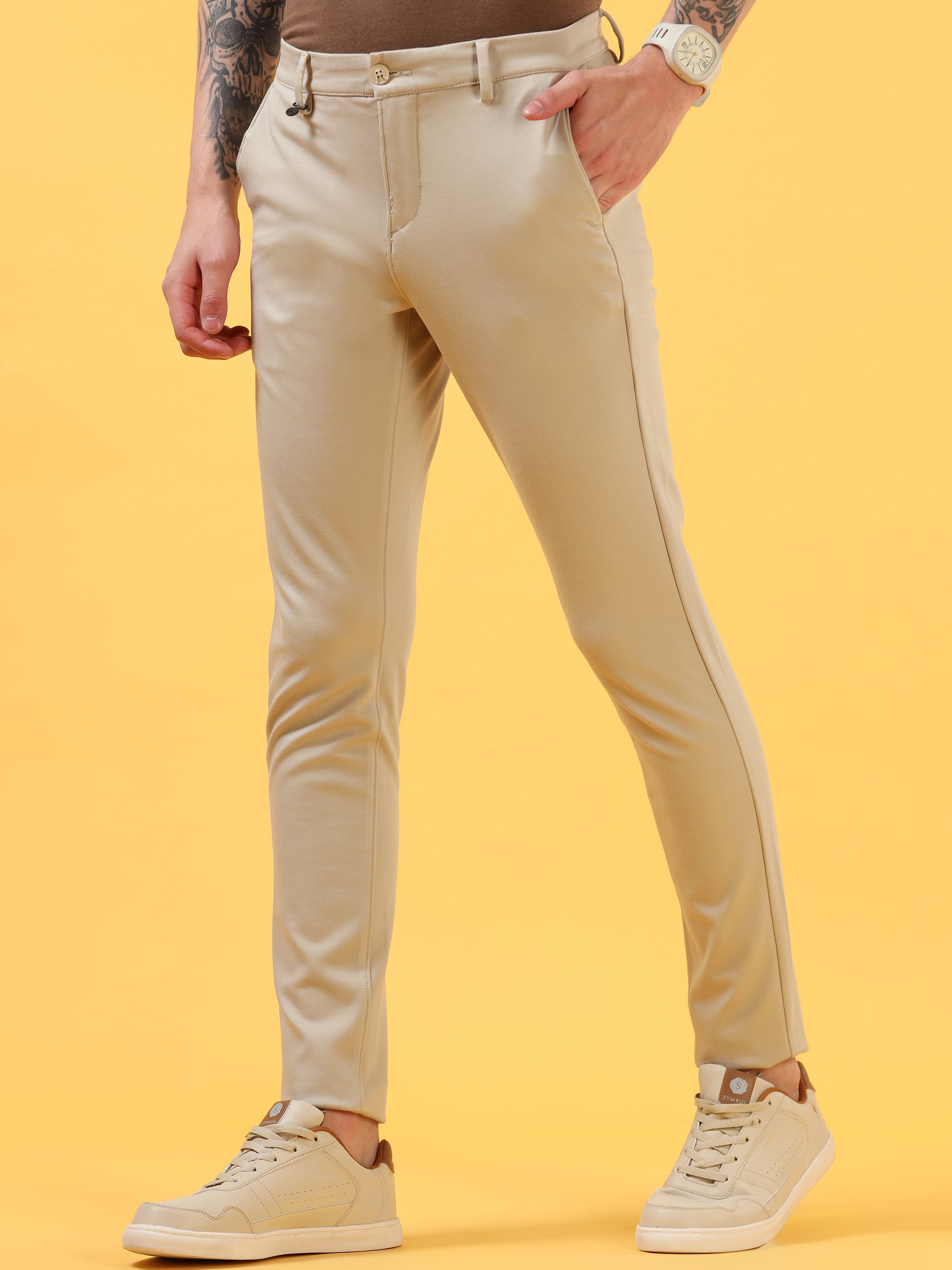 Beige - All Day Trousers