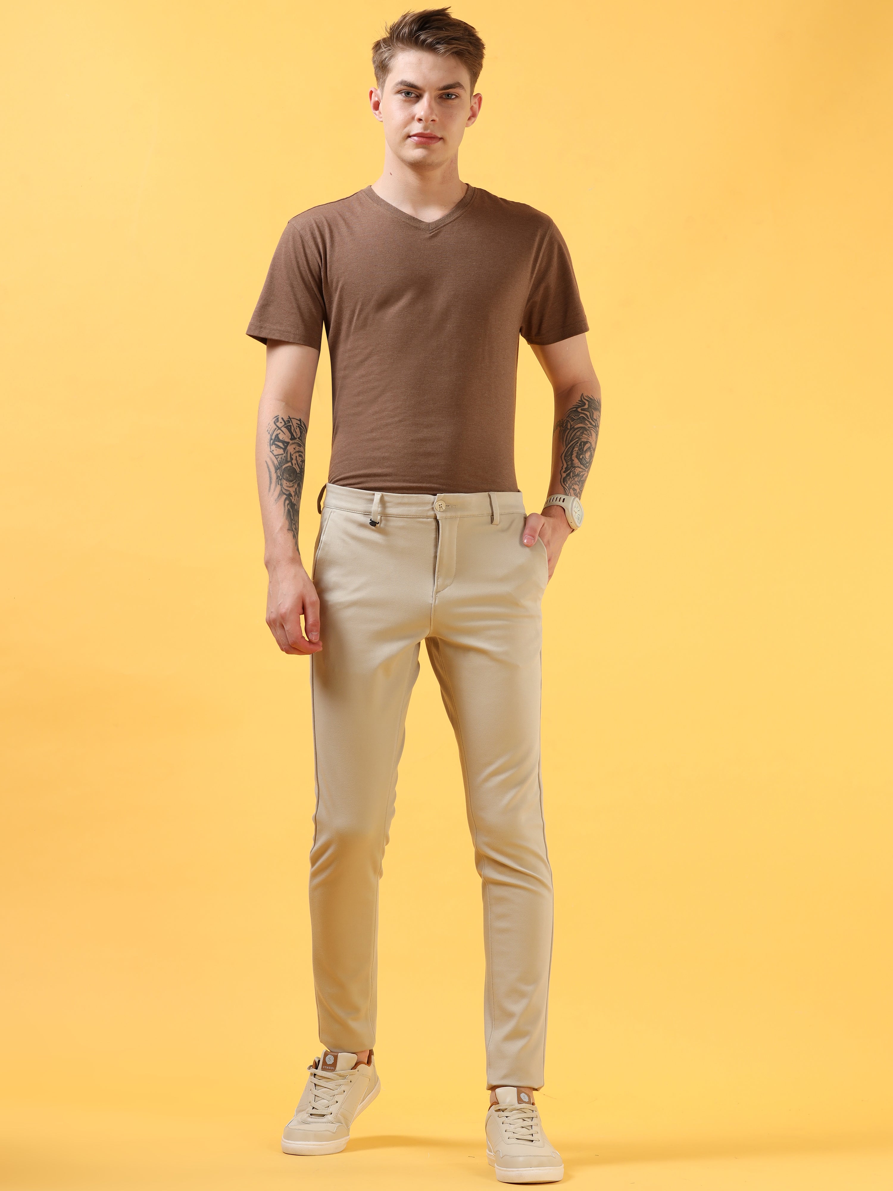 Beige - All Day Trousers